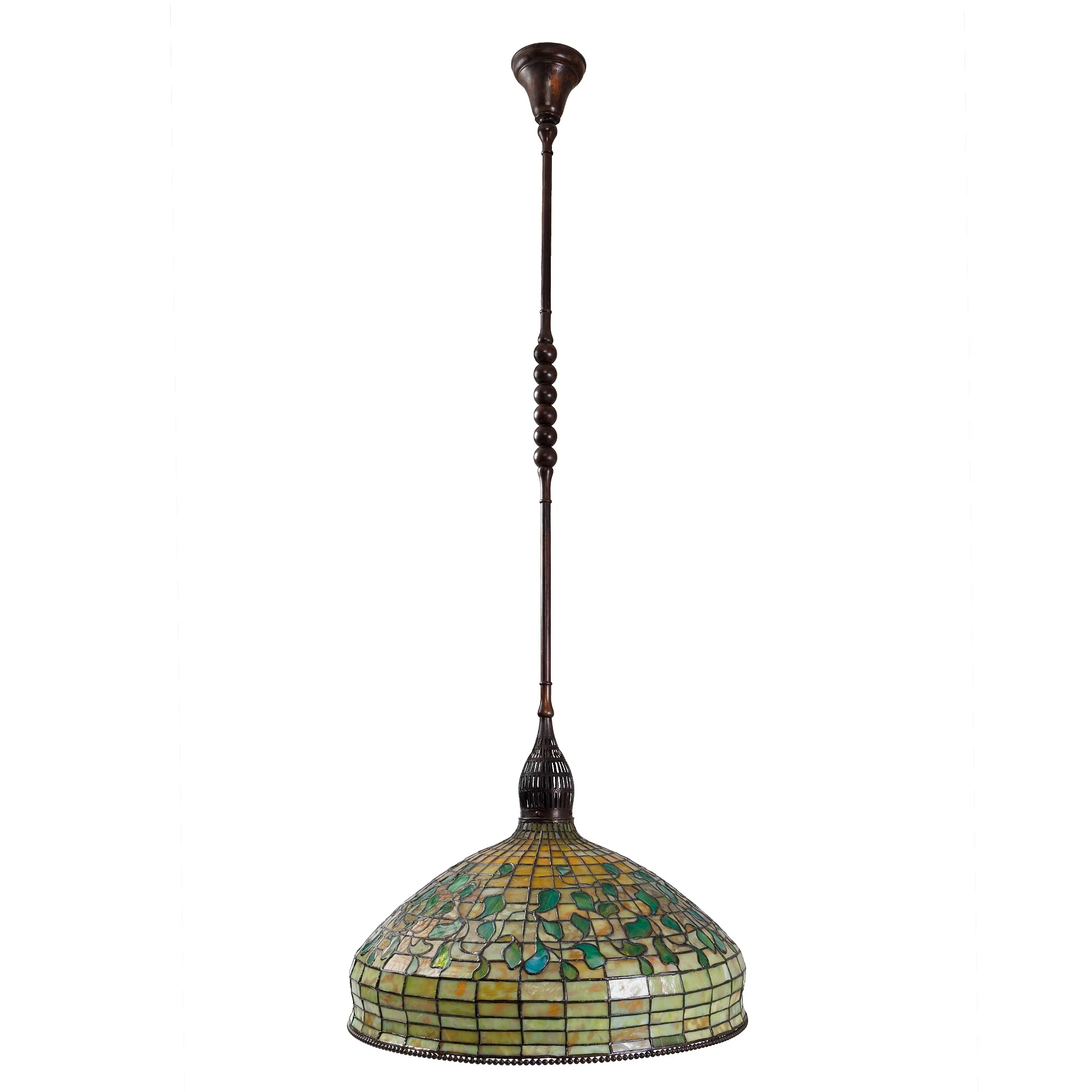 A Tiffany Studios New York "Swirling Leaf Geometric" Chandelier. - Image 3
