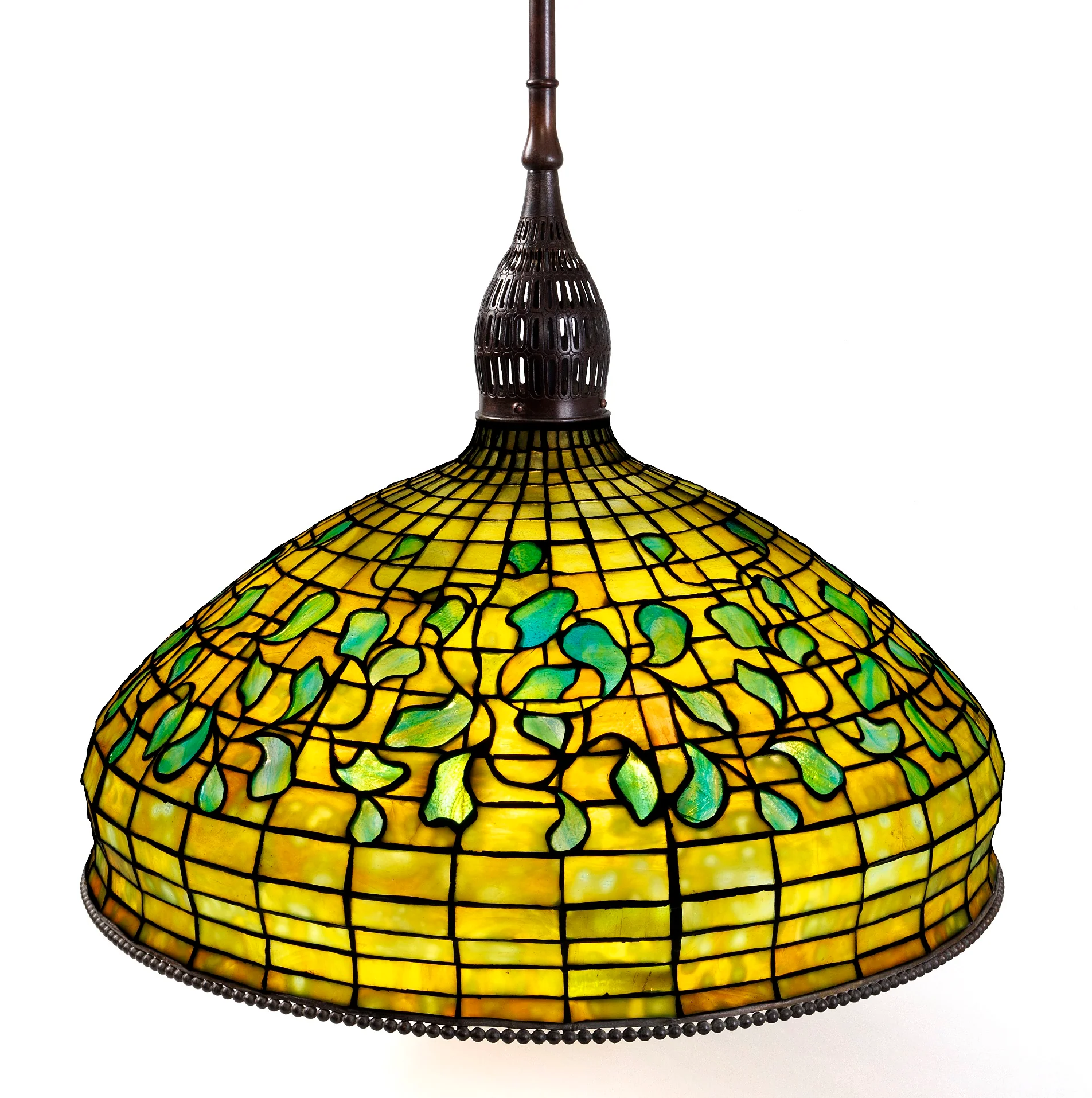 A Tiffany Studios New York "Swirling Leaf Geometric" Chandelier. - Image 4