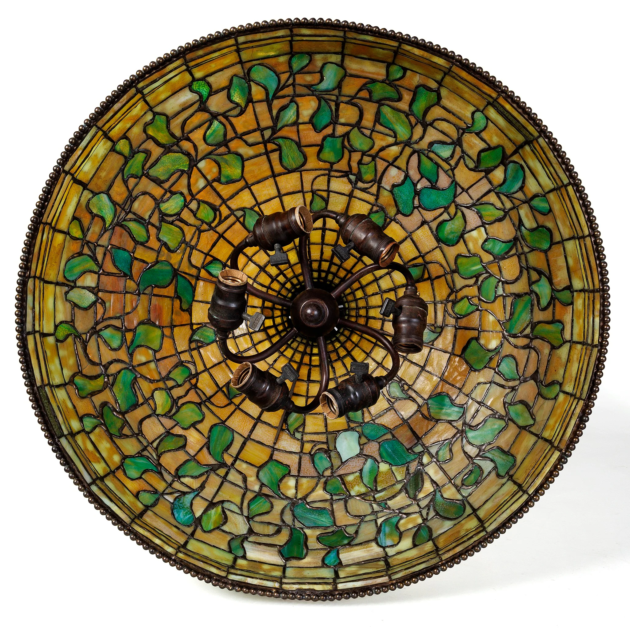 A Tiffany Studios New York "Swirling Leaf Geometric" Chandelier. - Image 5