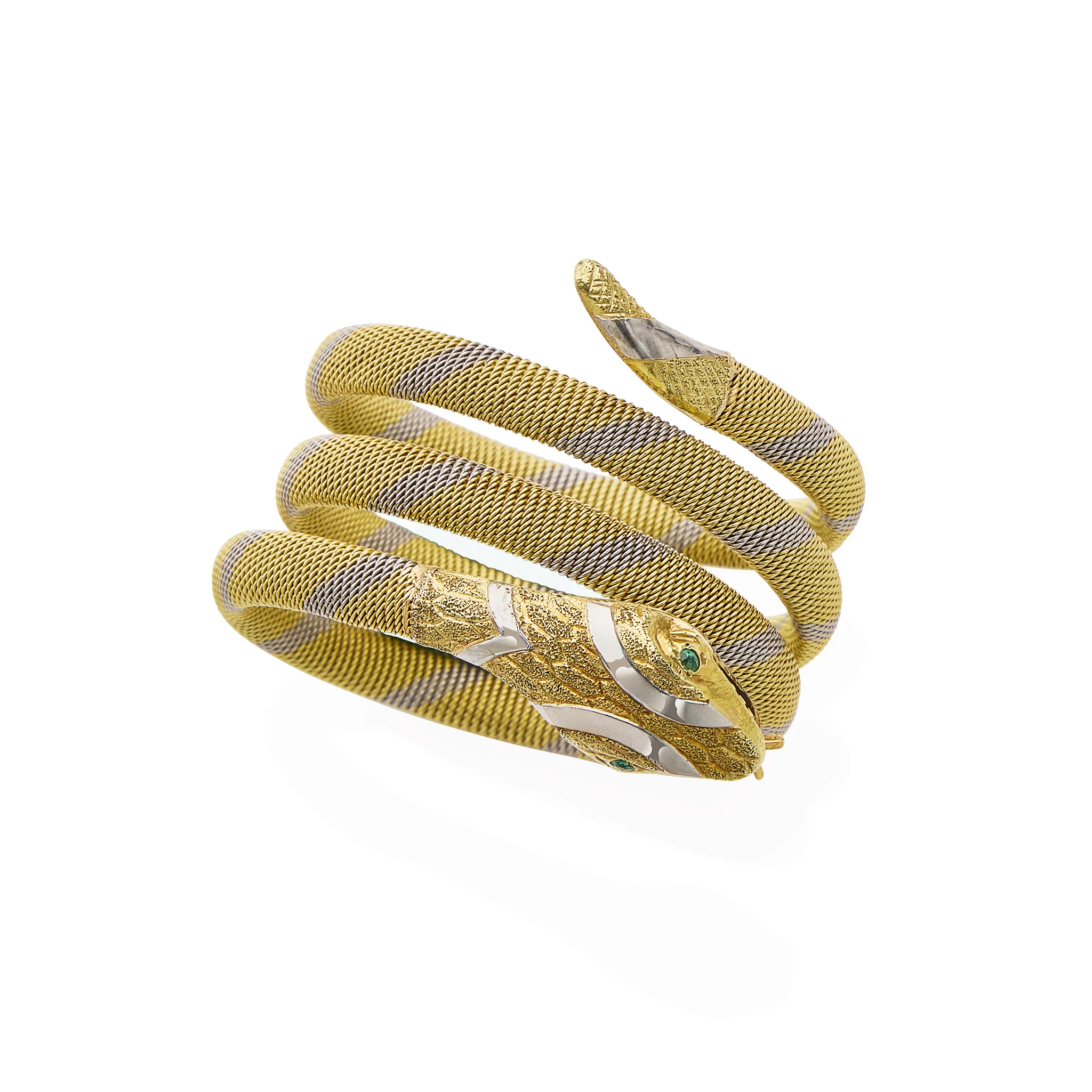 Antique 18K Gold and Platinum Snake Bracelet - Image 4