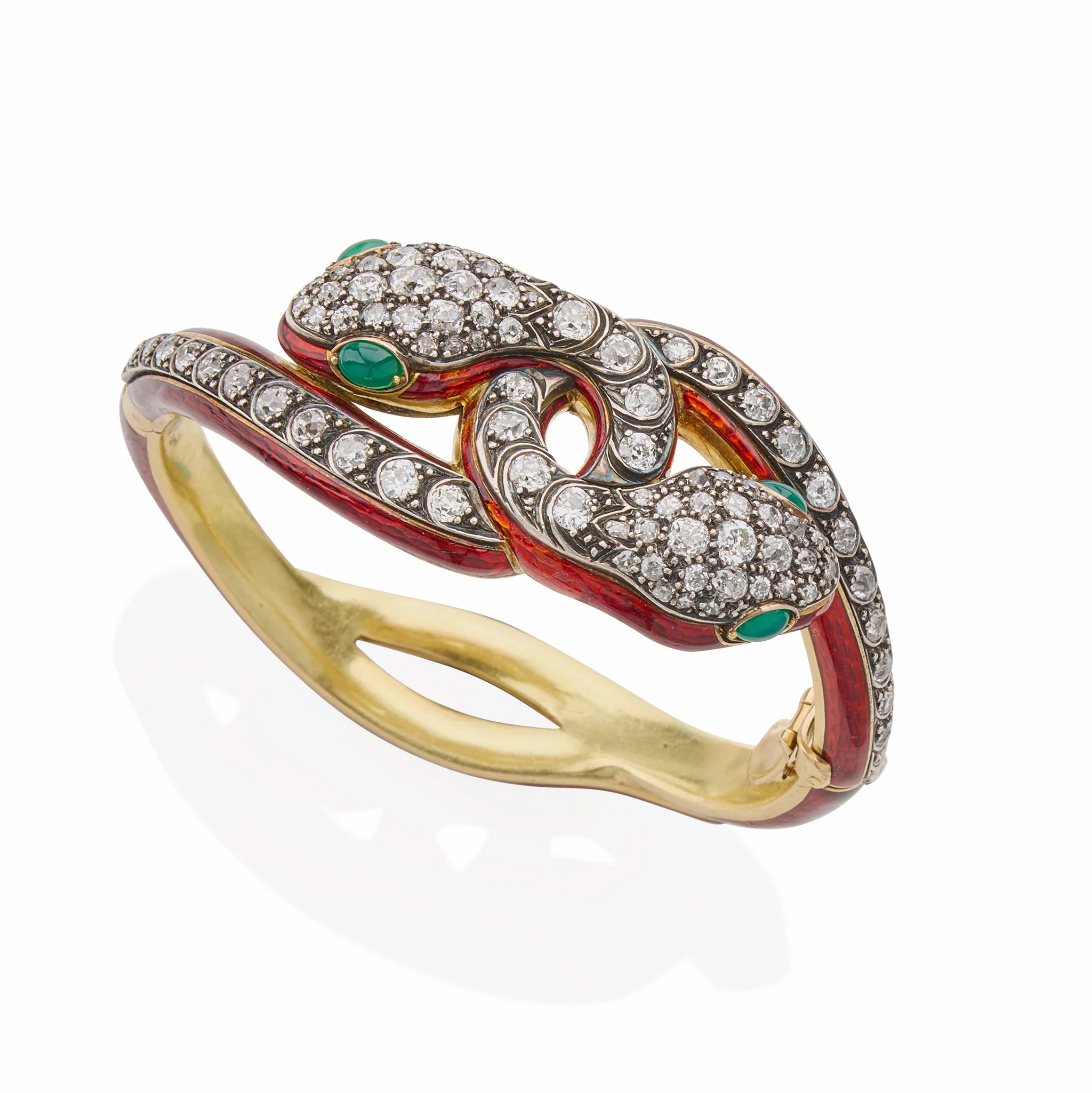 Antique Diamond and Enamel Snake Bracelet - Image 4