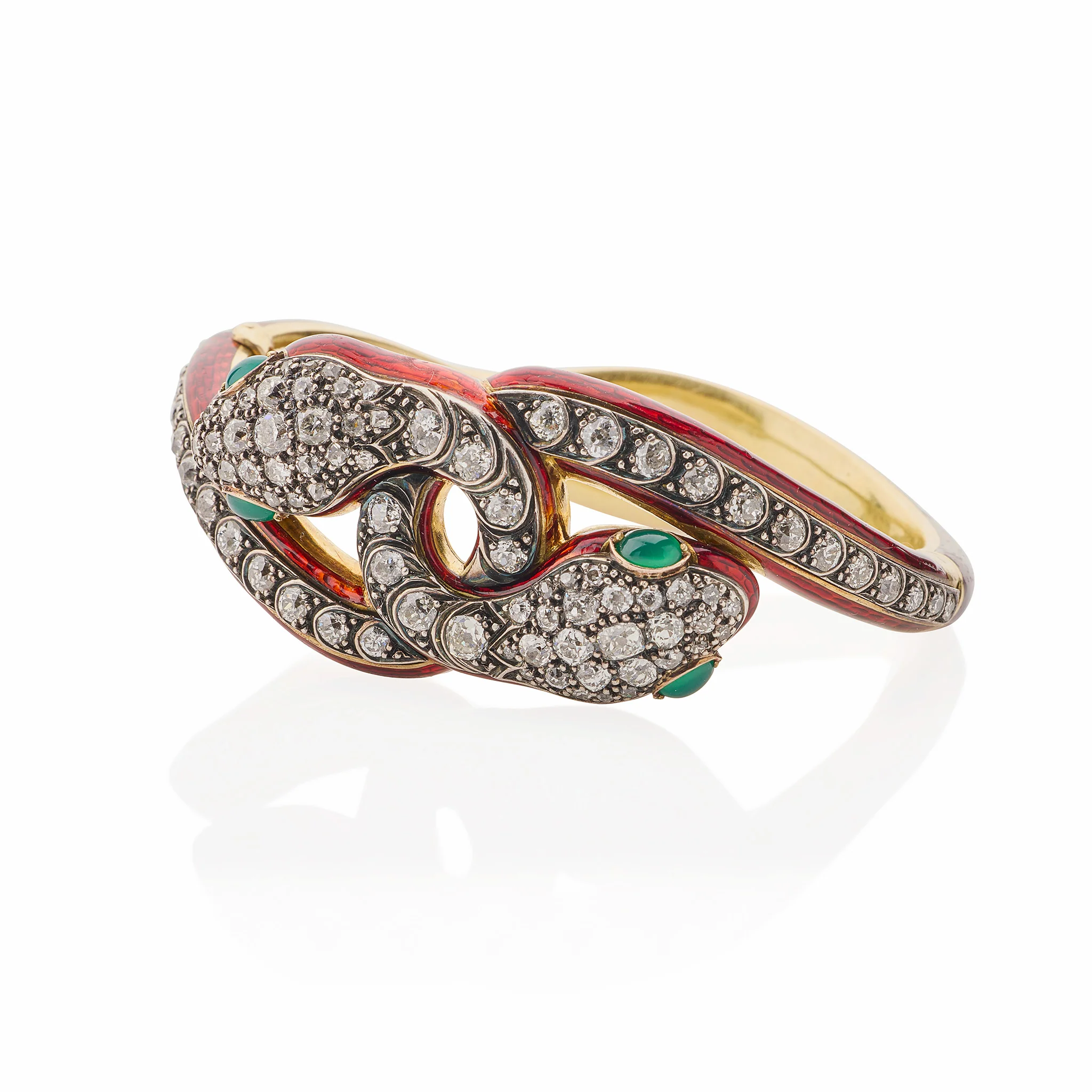 Antique Diamond and Enamel Snake Bracelet - Image 5