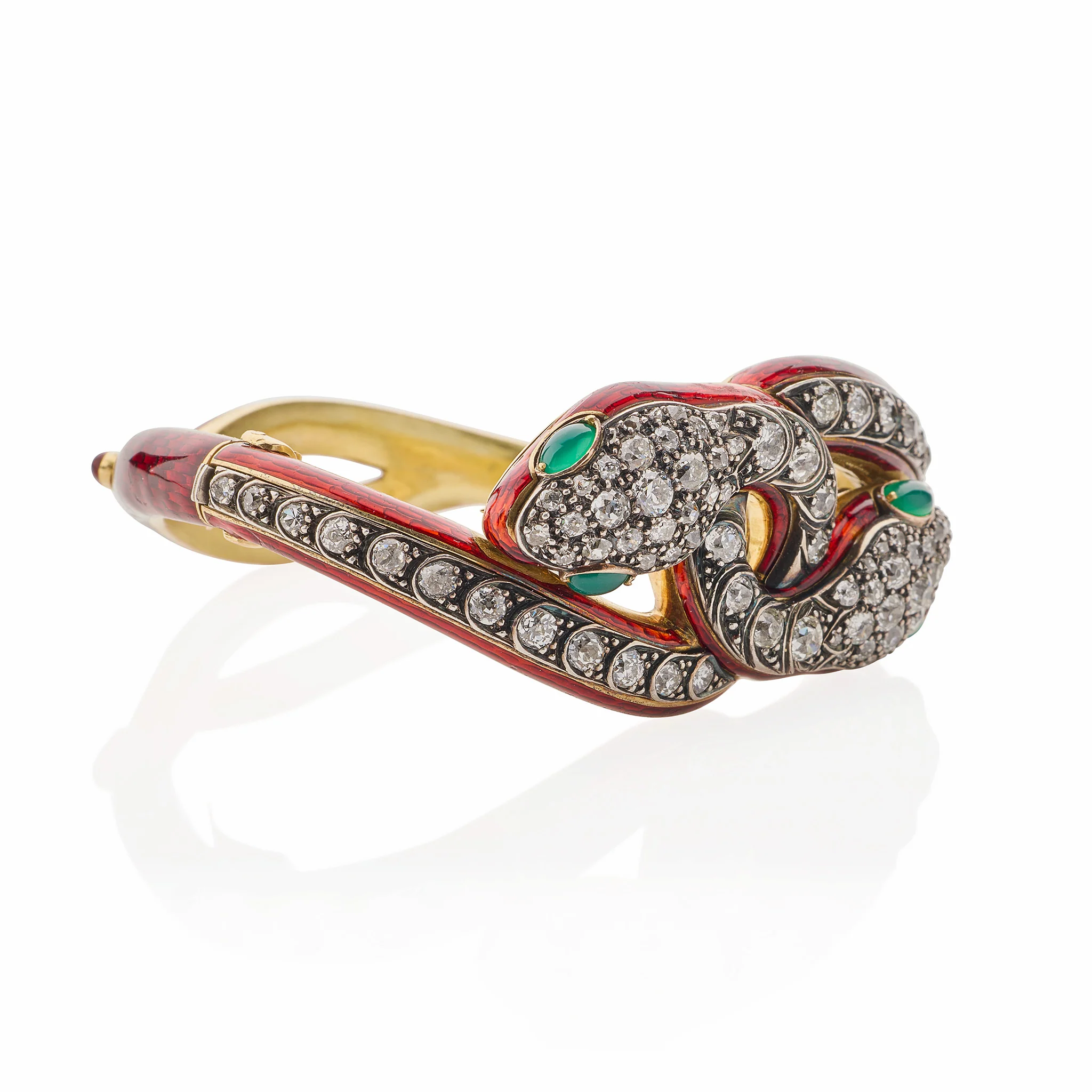Antique Diamond and Enamel Snake Bracelet - Image 6