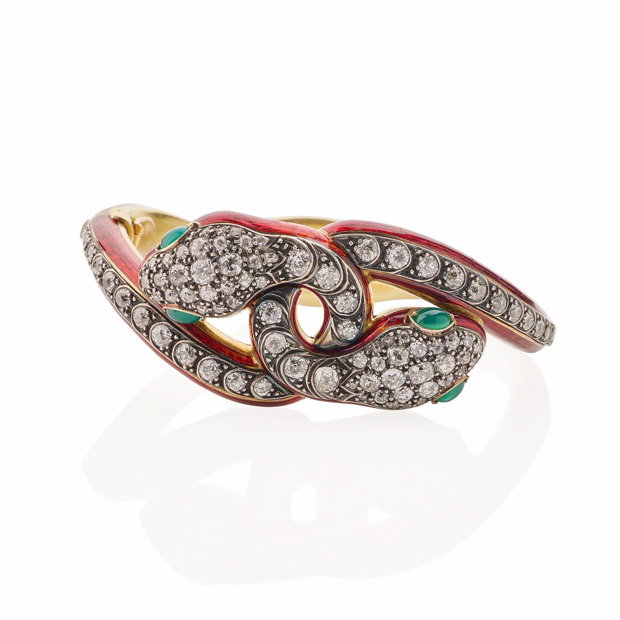 Antique Diamond and Enamel Snake Bracelet - Image 7
