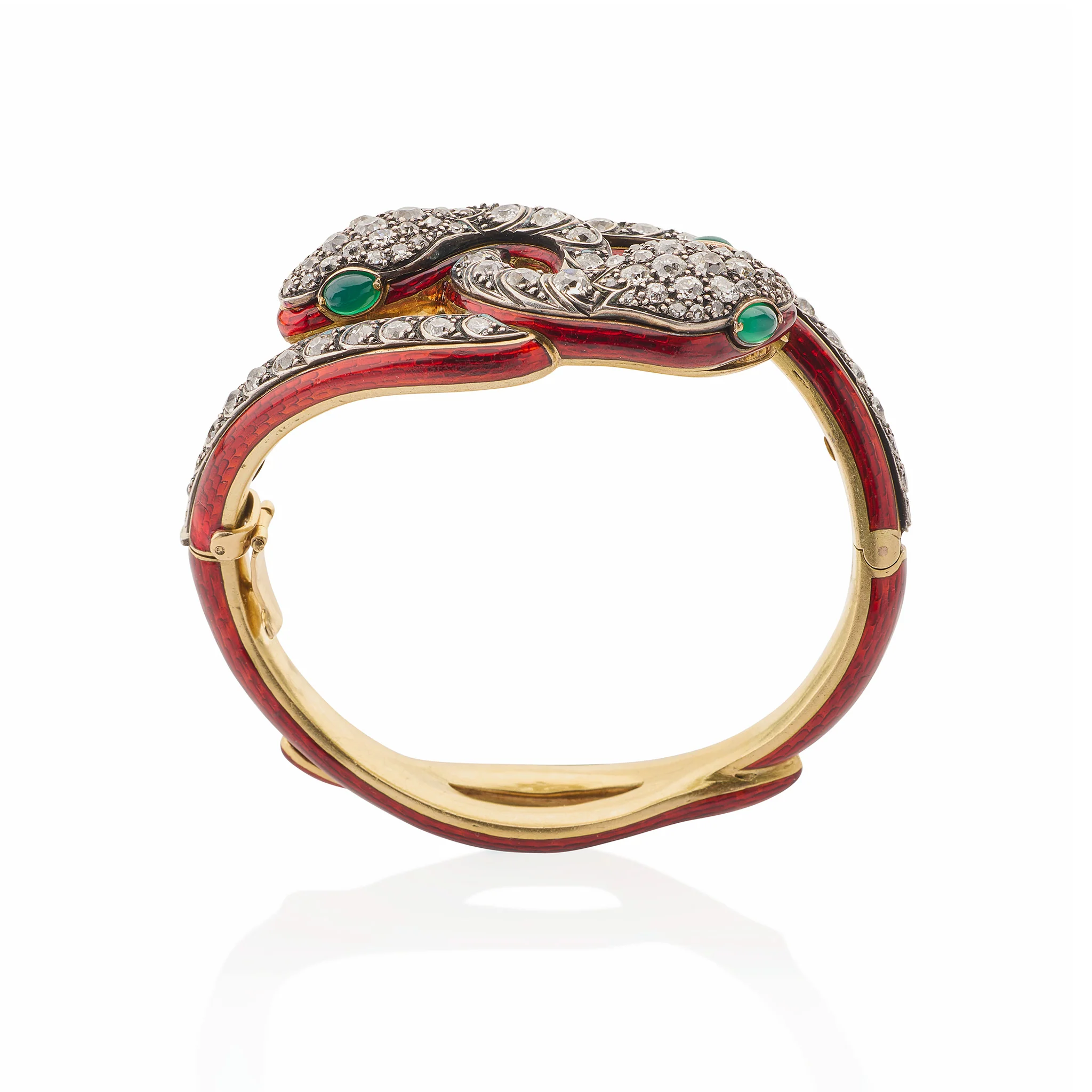Antique Diamond and Enamel Snake Bracelet - Image 8