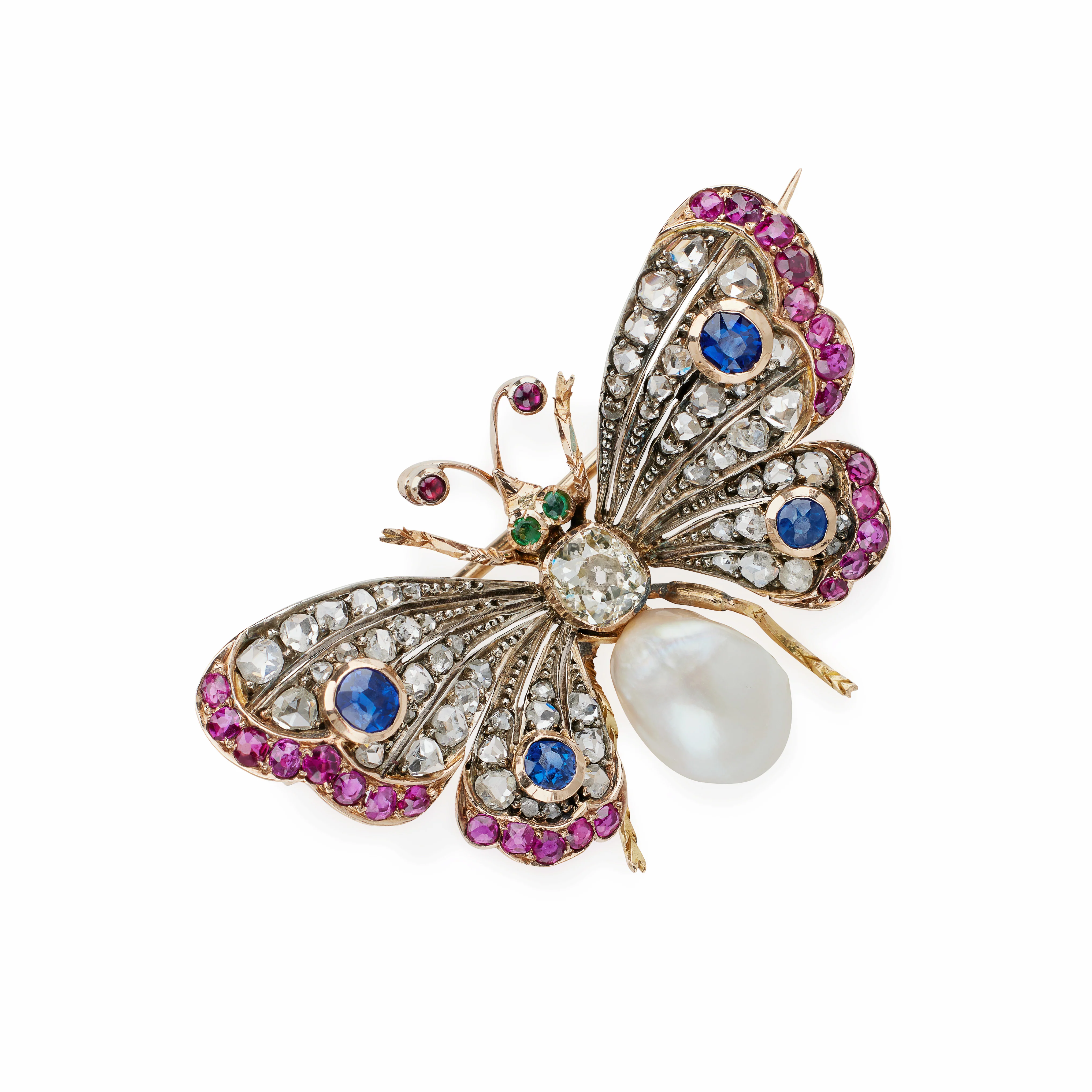 Antique Diamond, Pearl and Gem-set Butterfly Brooch - Image 3