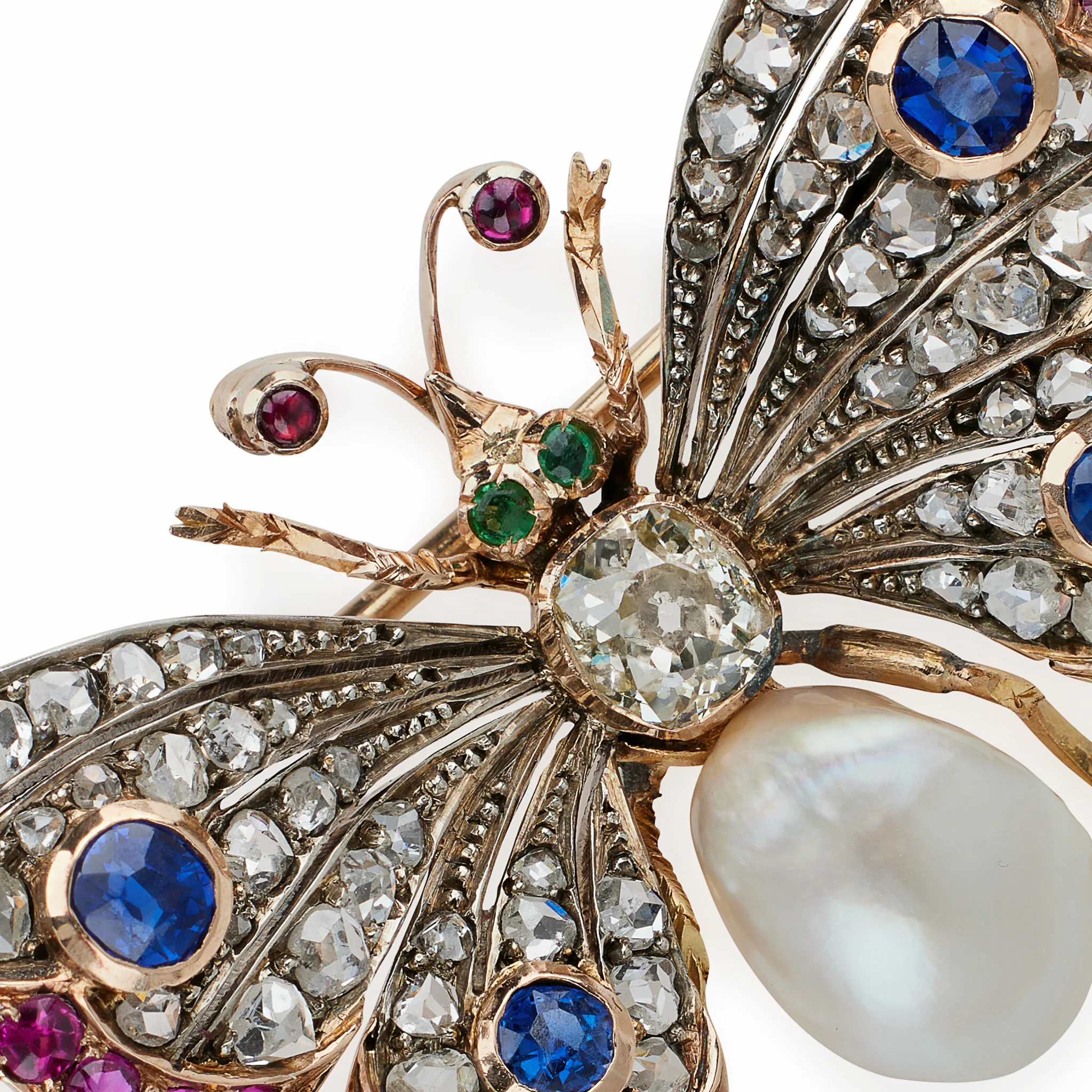 Antique Diamond, Pearl and Gem-set Butterfly Brooch - Image 4