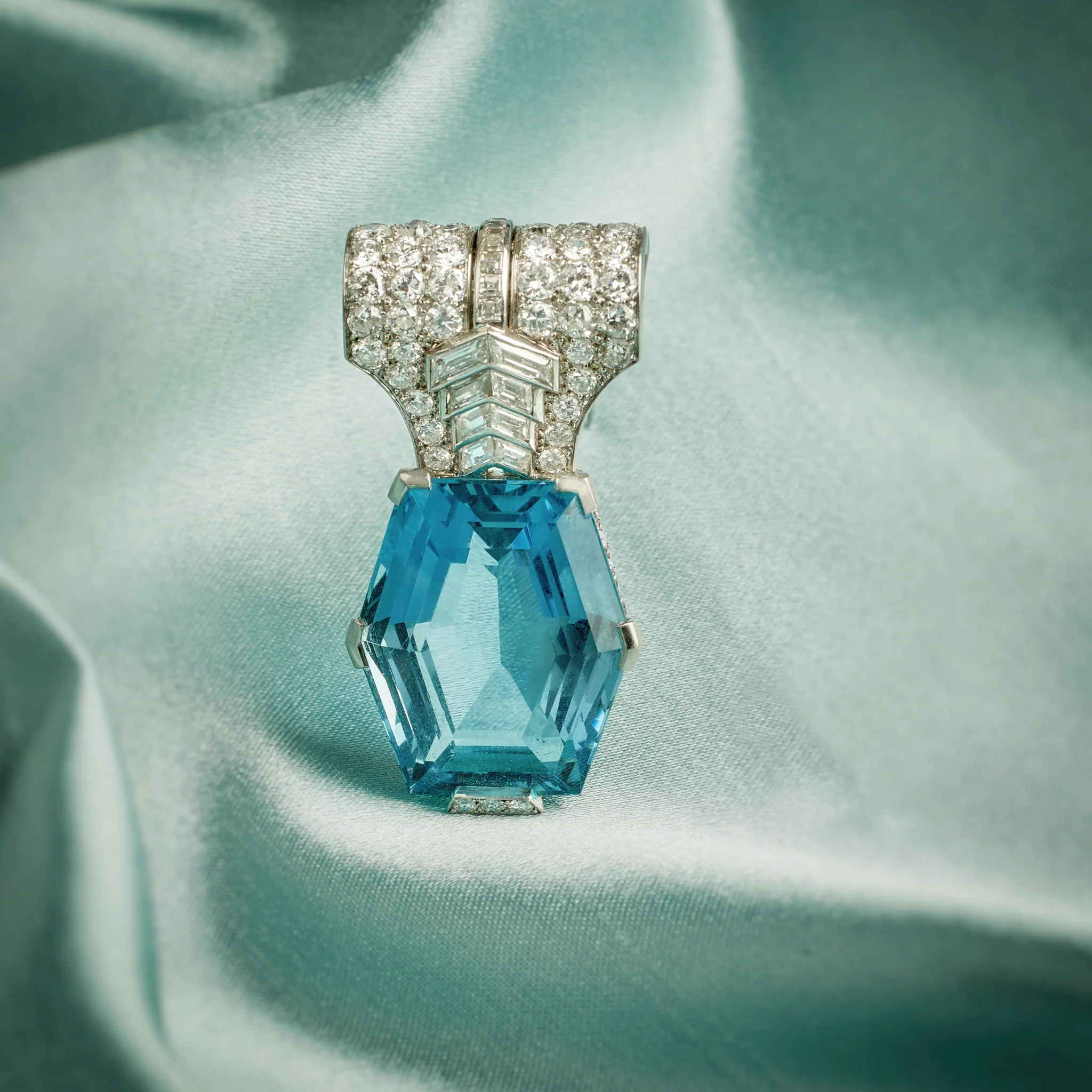 Cartier Paris Art Deco Aquamarine Brooch - Image 5