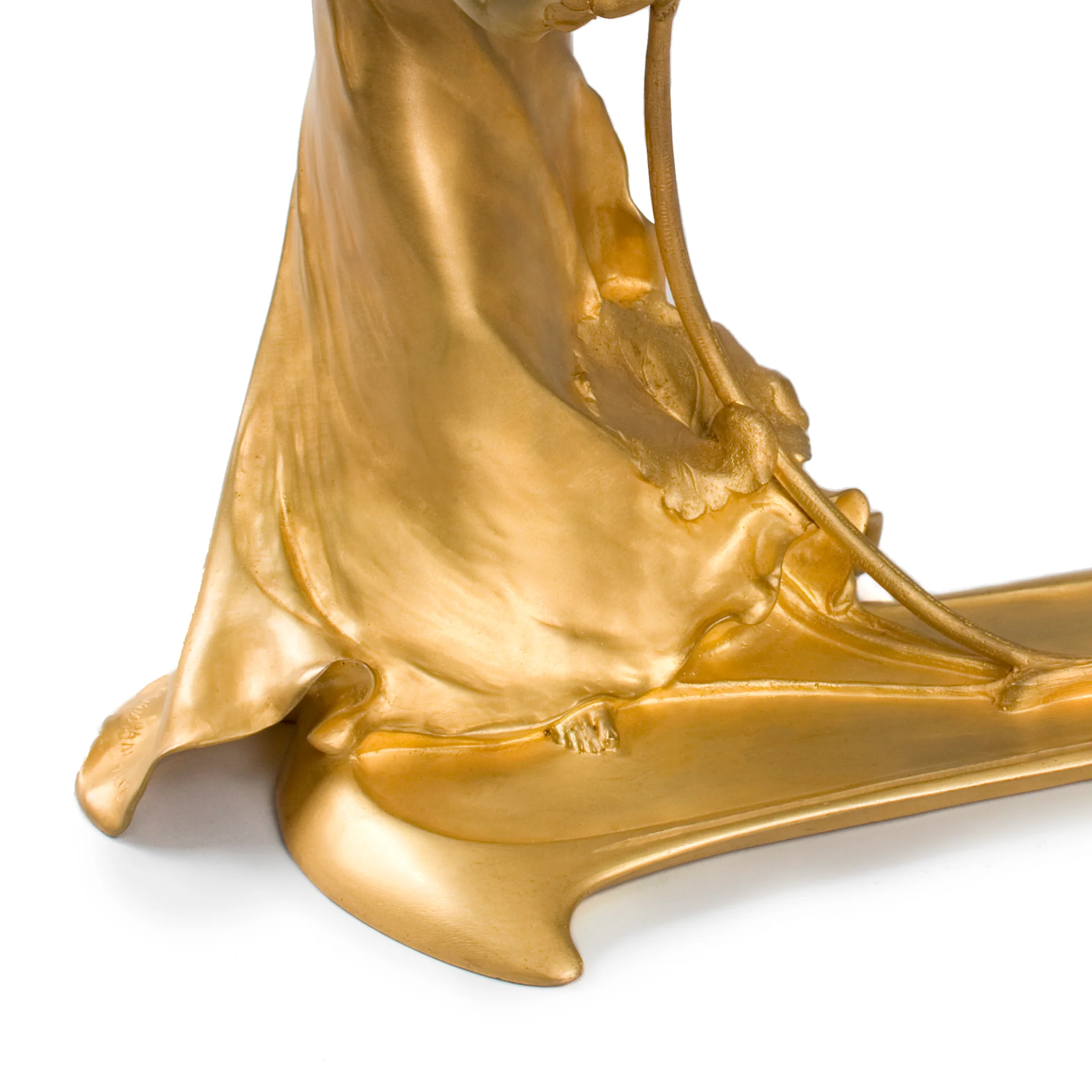 Charles Korschann Lighted Gilt Bronze Figural Sculpture and Inkwell - Image 3