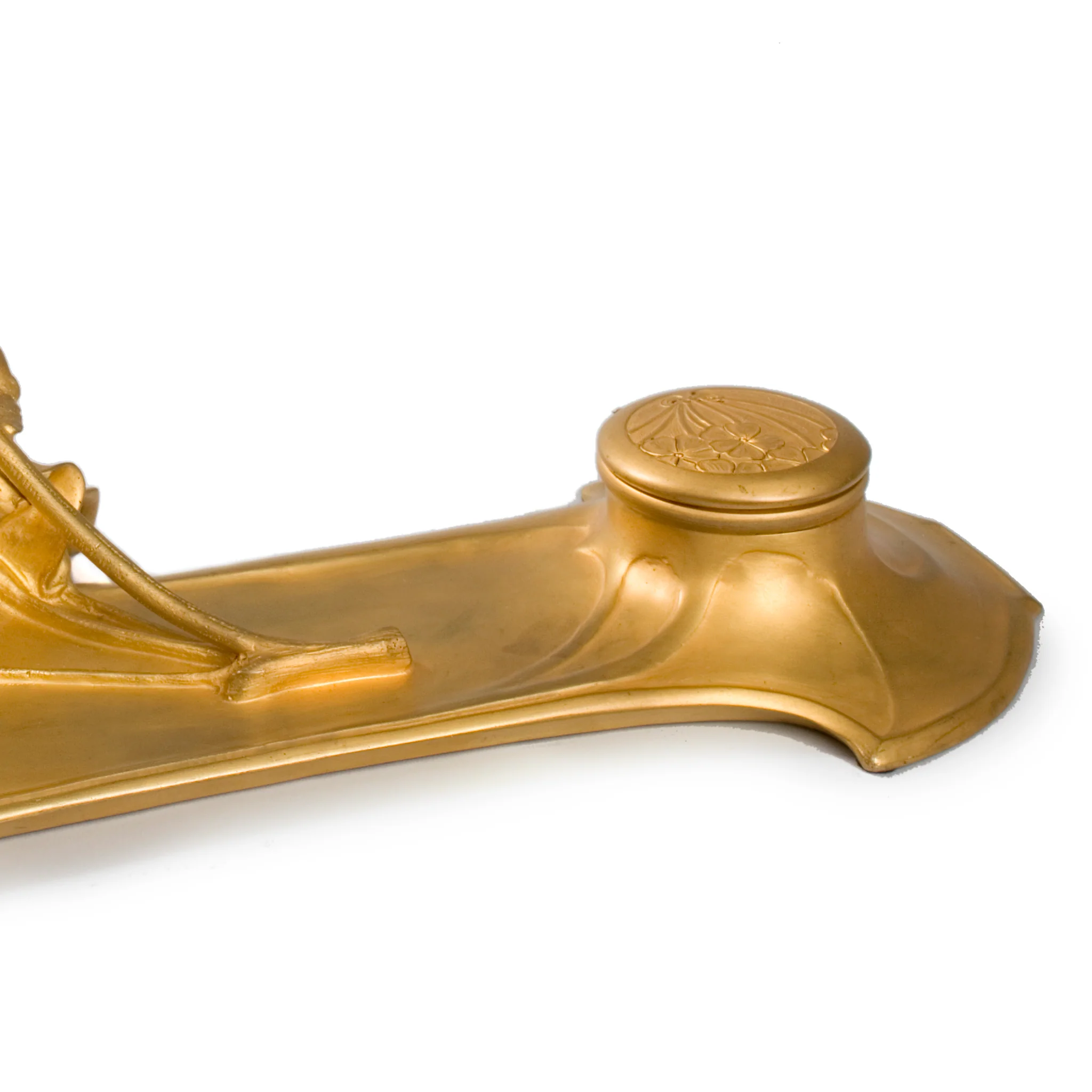 Charles Korschann Lighted Gilt Bronze Figural Sculpture and Inkwell - Image 4