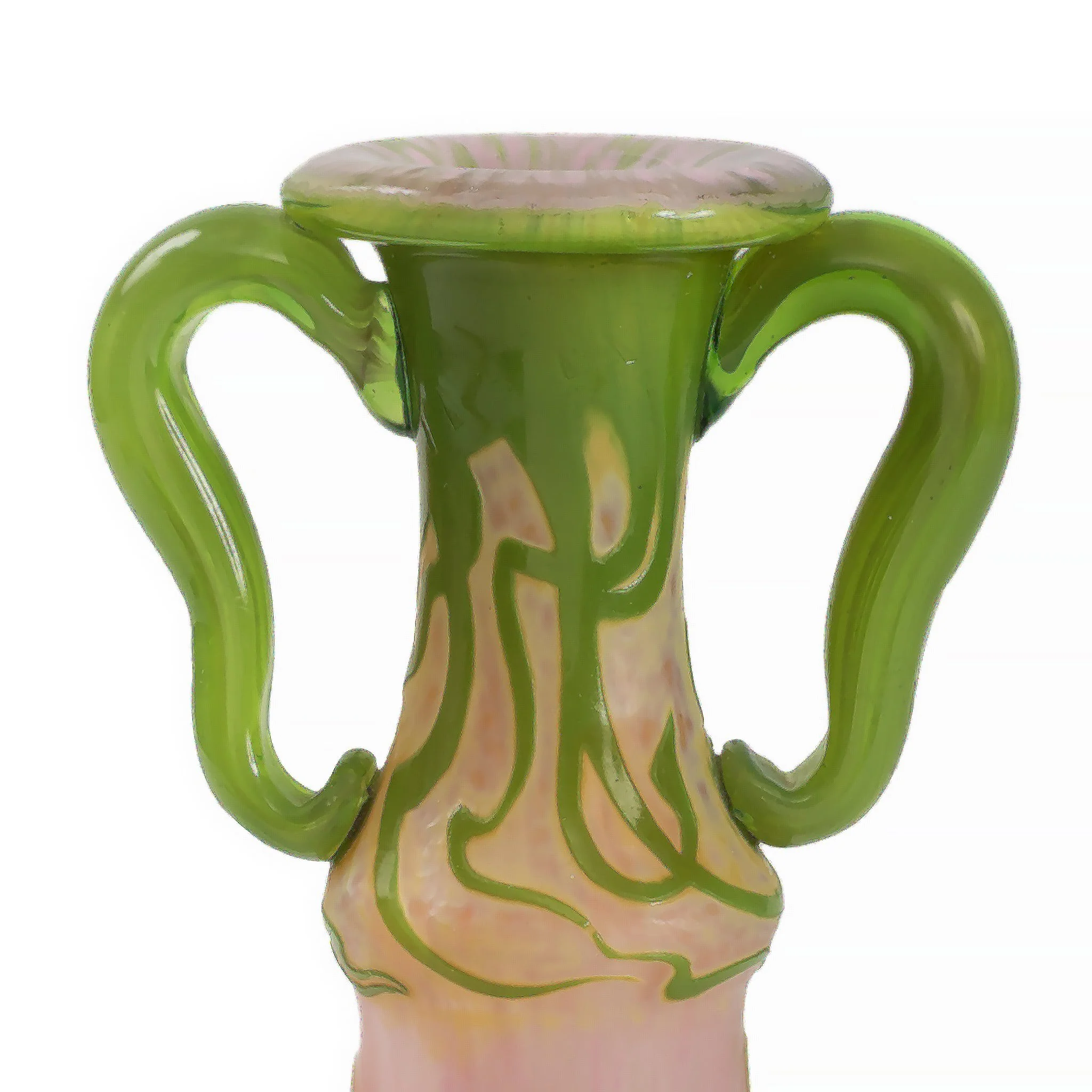Daum Nancy Enameled and Etched Cyclamen Glass Vase with Handles - Image 3