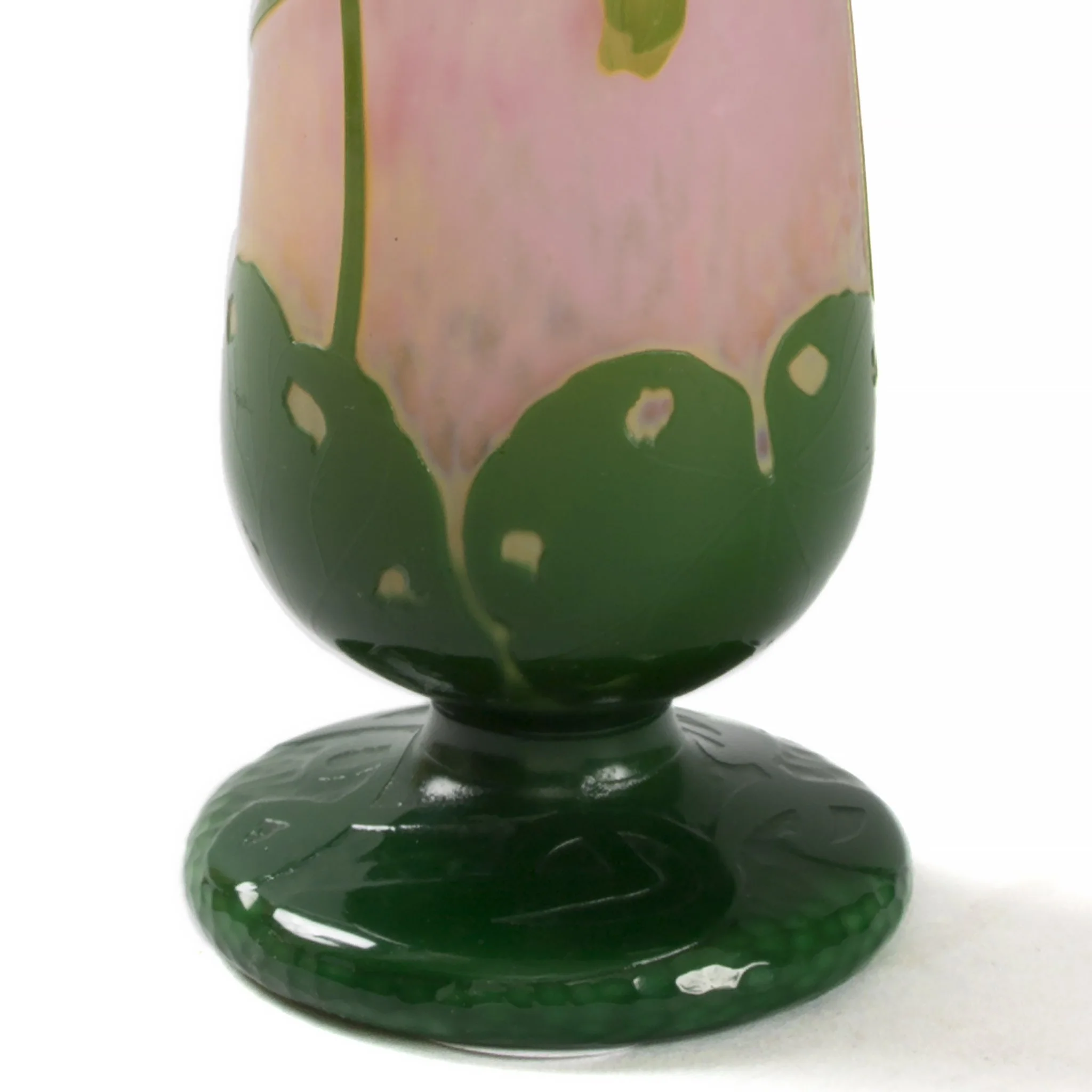 Daum Nancy Enameled and Etched Cyclamen Glass Vase with Handles - Image 6