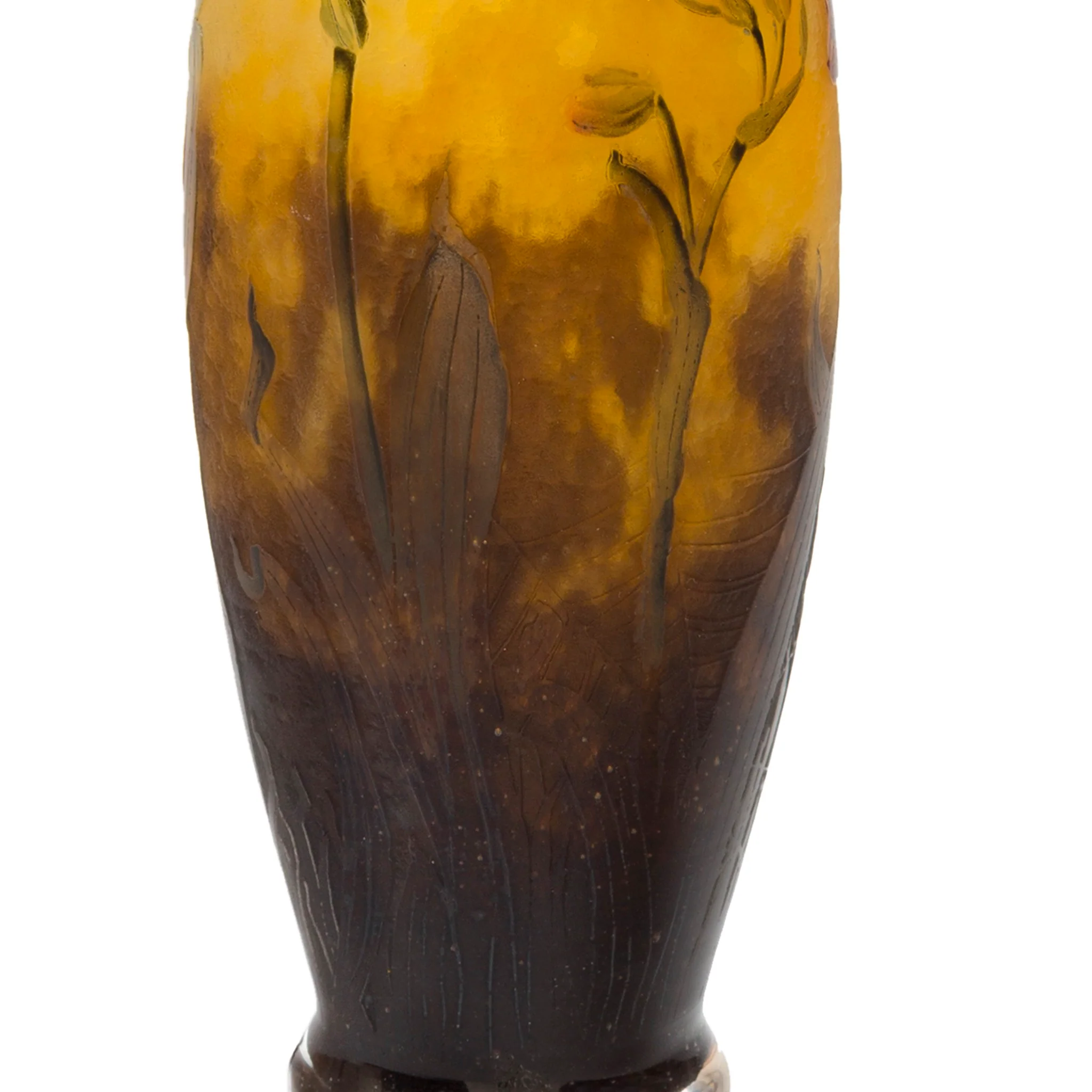 Daum Nancy Enameled and Etched Orchid Landscape Glass Vase - Image 3