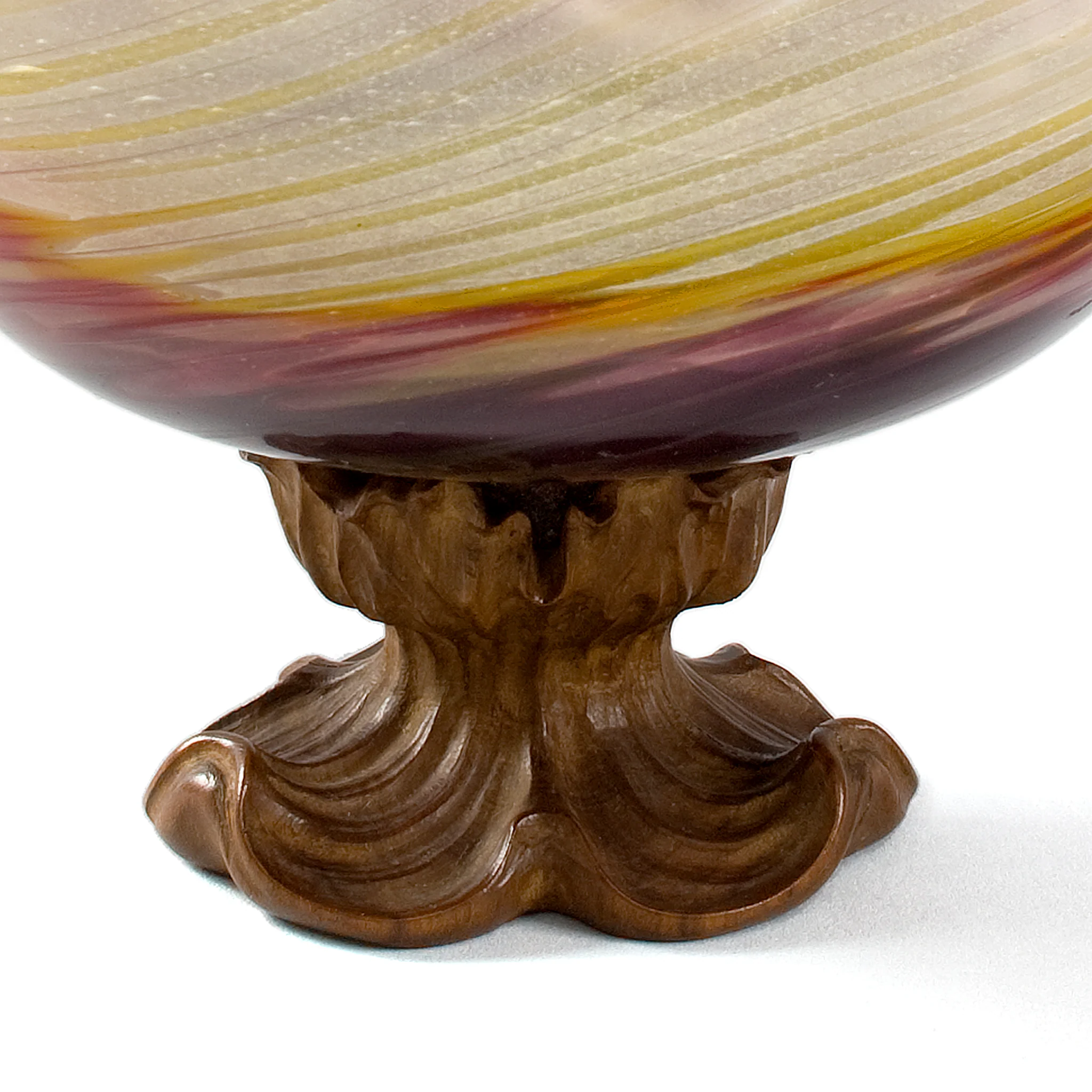 Émile Gallé Glass Bowl with Walnut Foot - Image 3