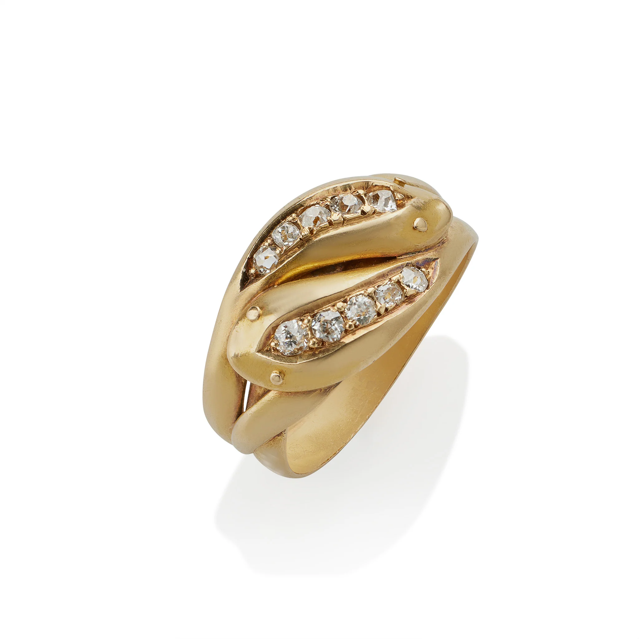 English Diamond Double Snake Ring - Image 4