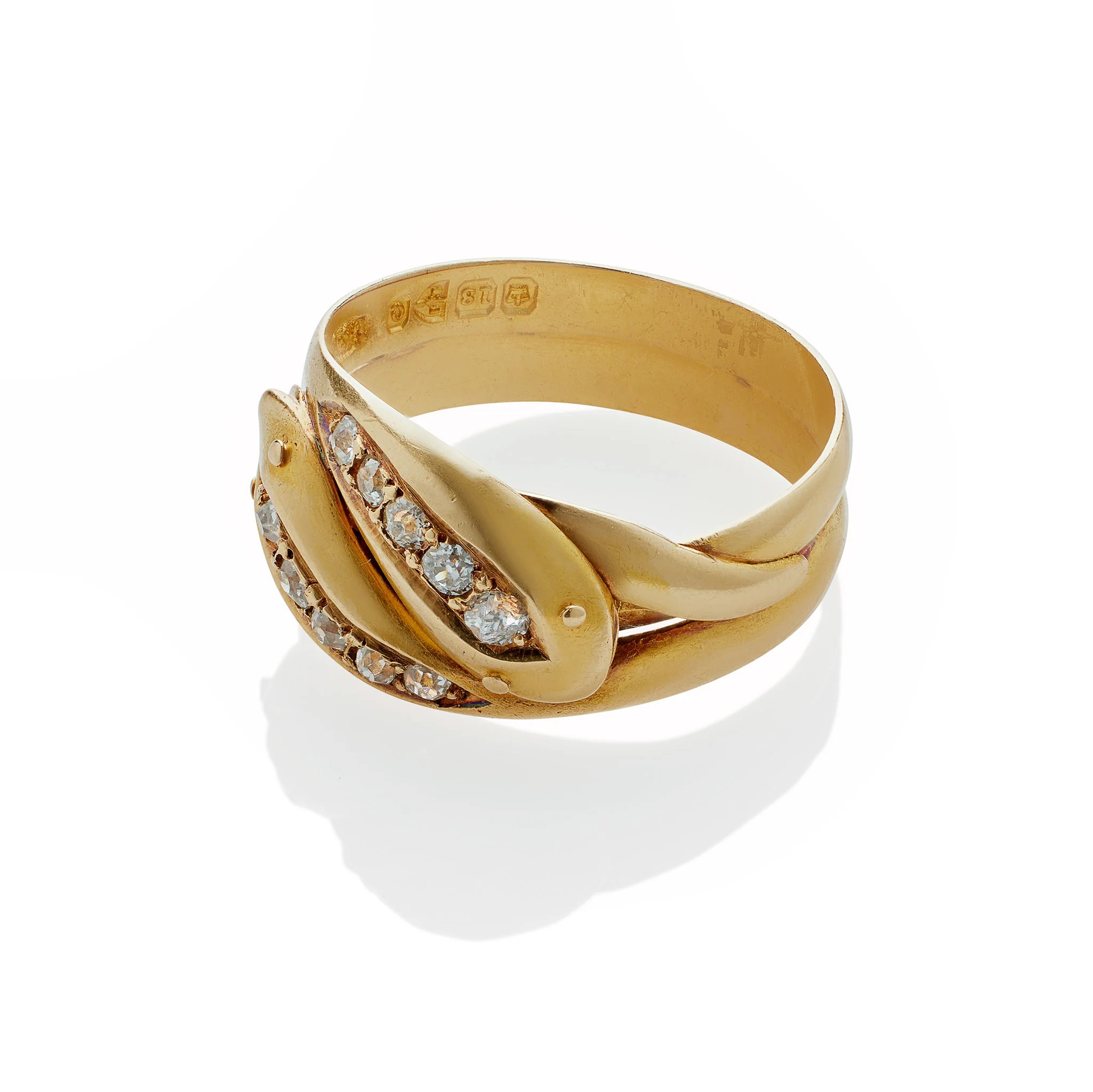 English Diamond Double Snake Ring - Image 5