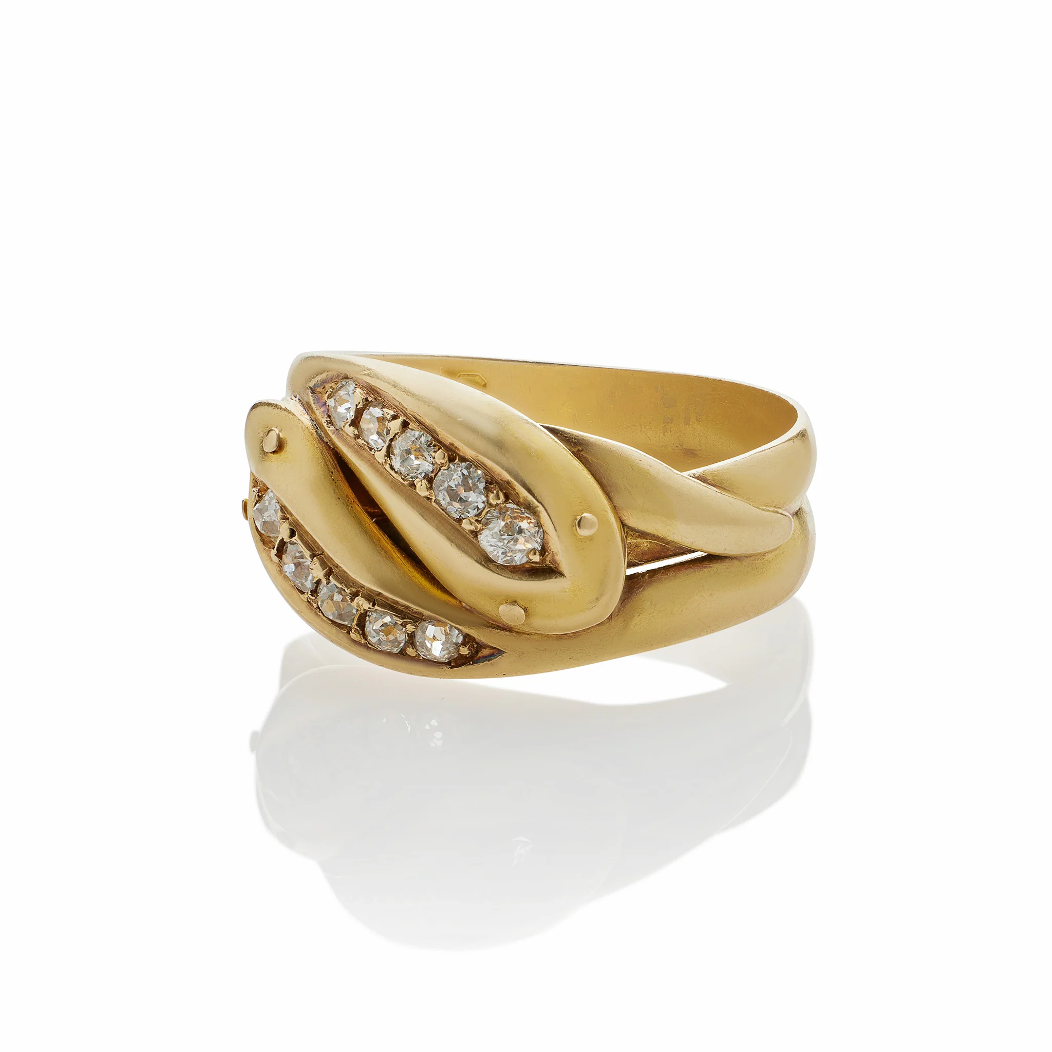 English Diamond Double Snake Ring - Image 6
