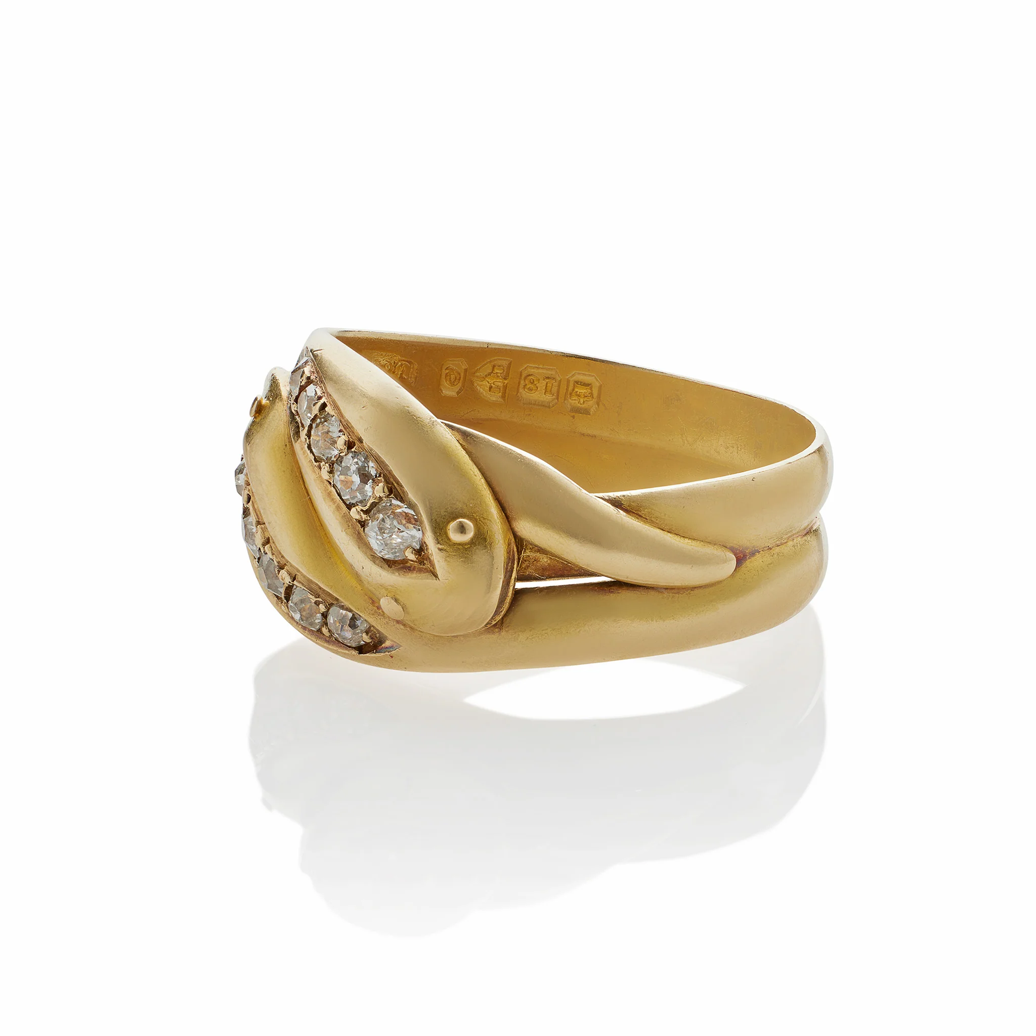English Diamond Double Snake Ring - Image 7