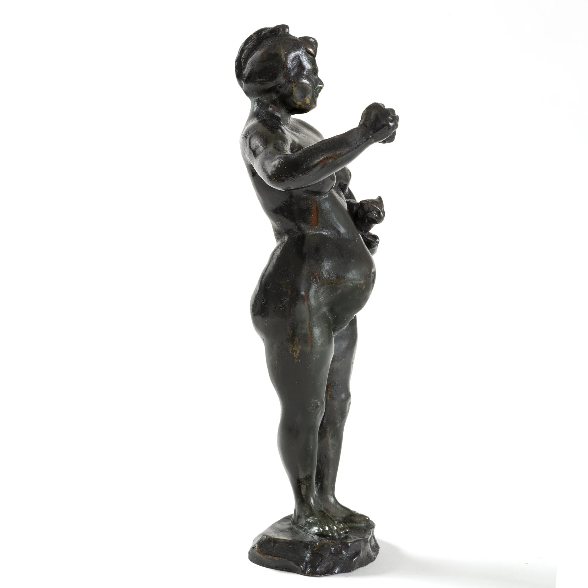 François-Rupert Carabin "Woman and Cat" Patinated Bronze Sculpture - Image 4