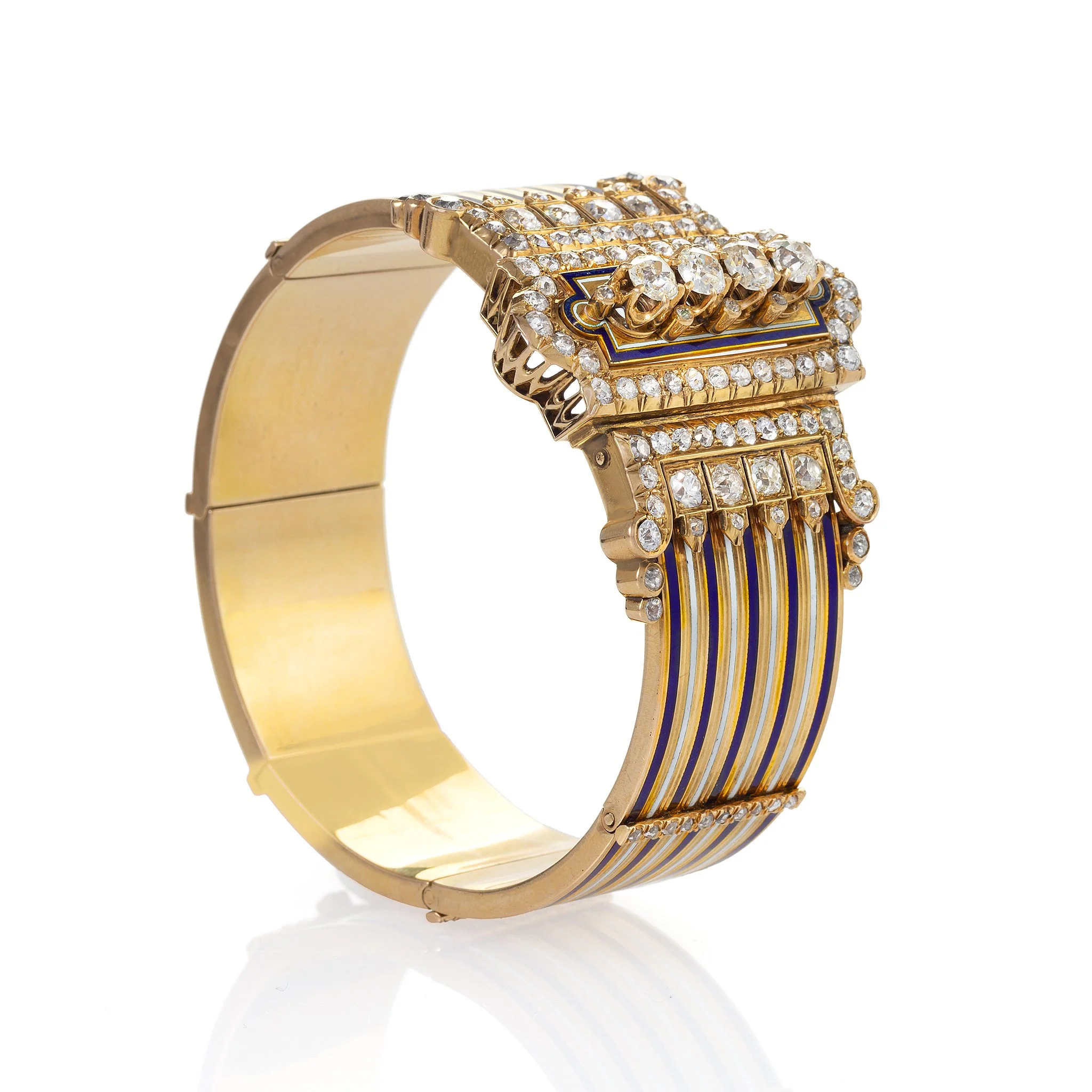 French Diamond and Enamel “Jarretière” Bangle Bracelet - Image 3