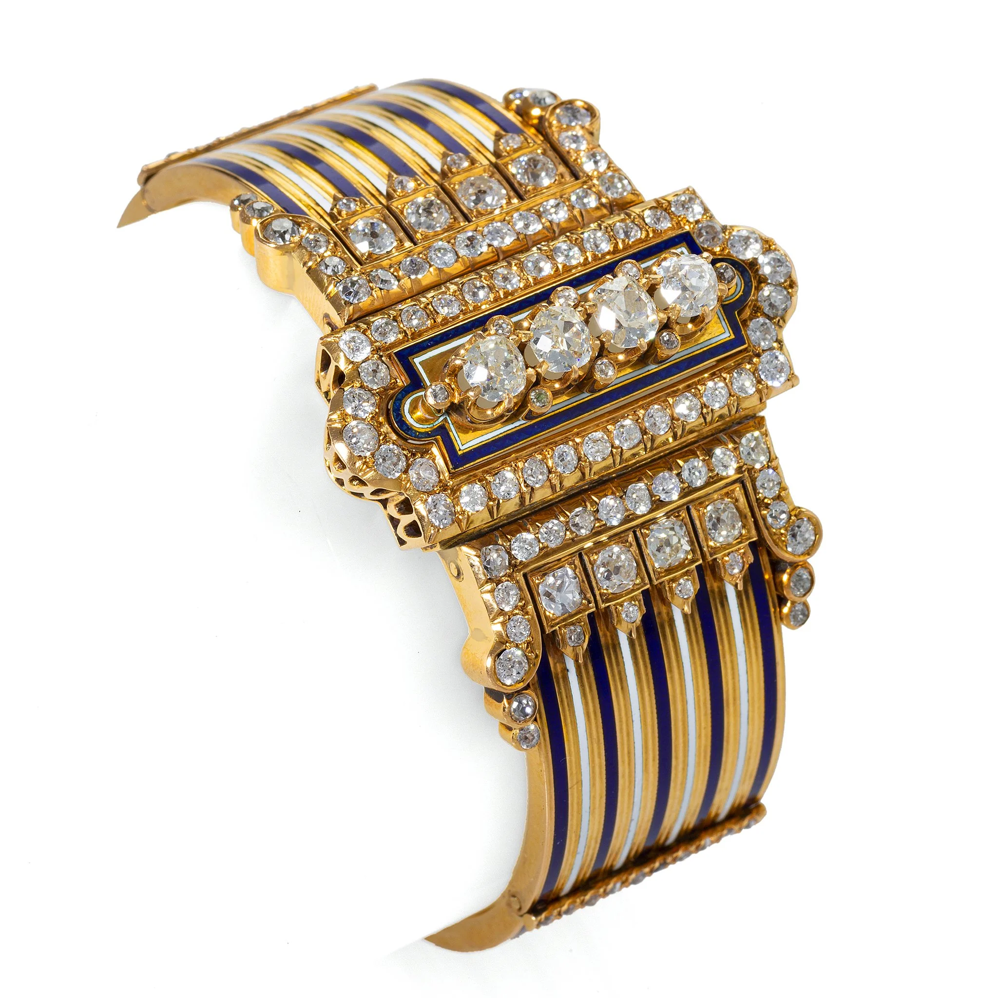 French Diamond and Enamel “Jarretière” Bangle Bracelet - Image 4