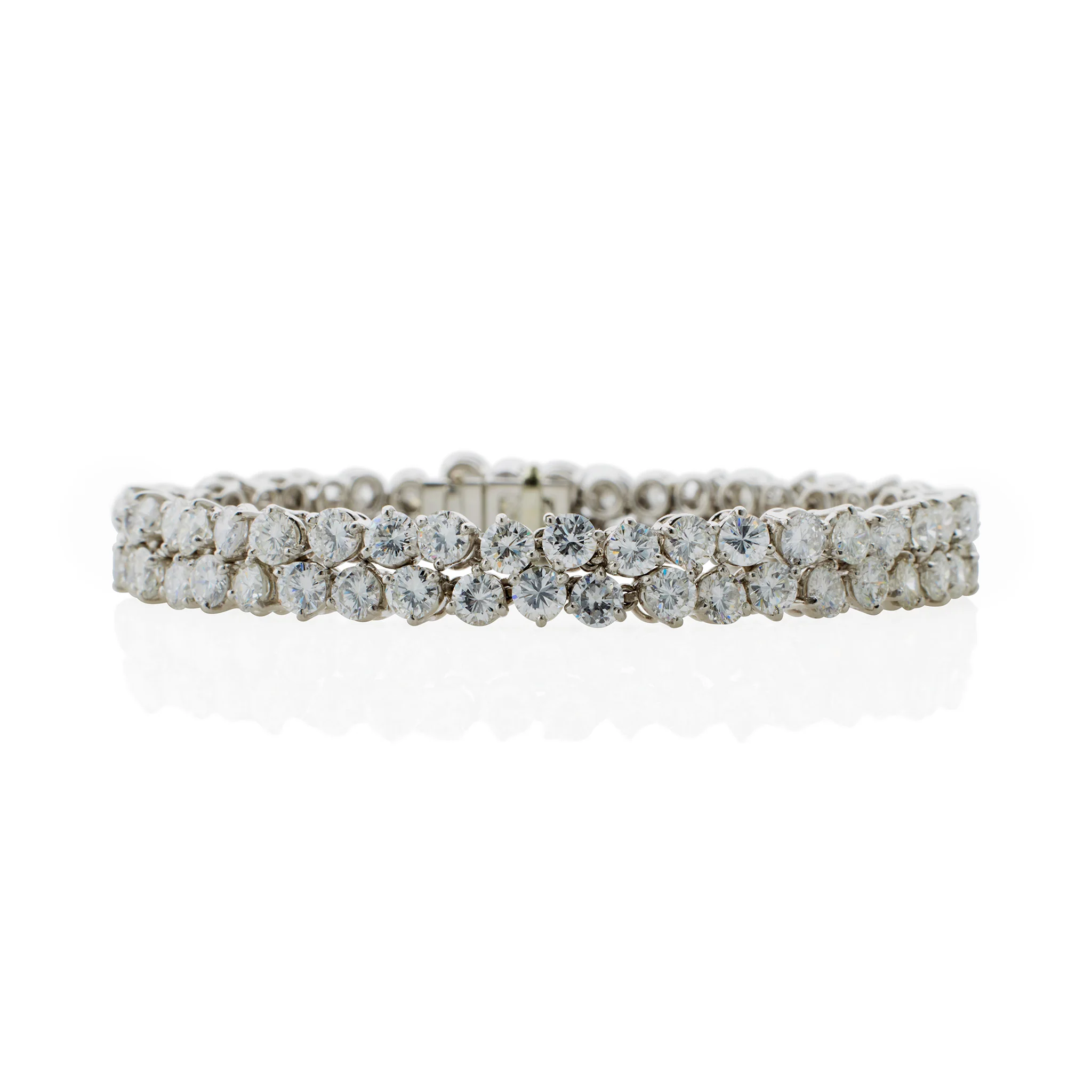 French Platinum and Diamond Double Line Bracelet, Bijouterie Bouchet - Image 3