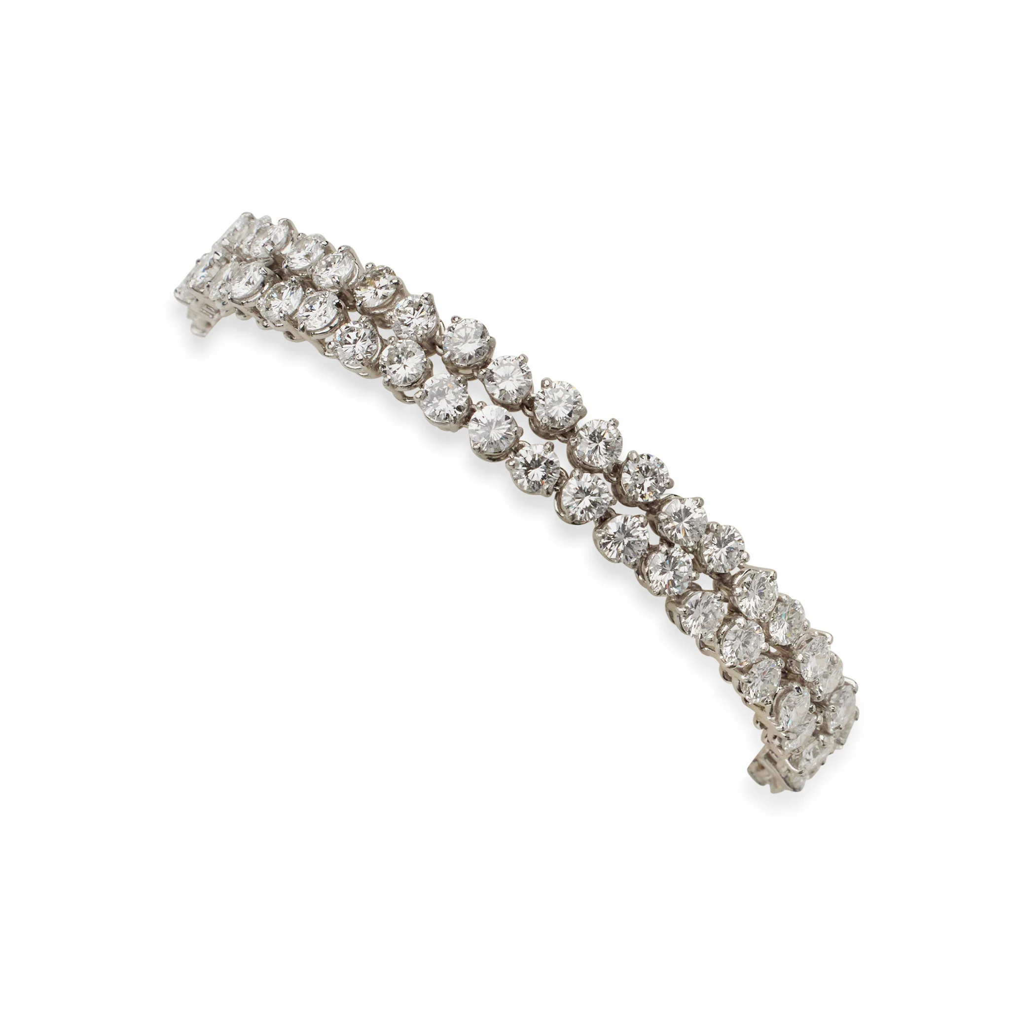 French Platinum and Diamond Double Line Bracelet, Bijouterie Bouchet - Image 5