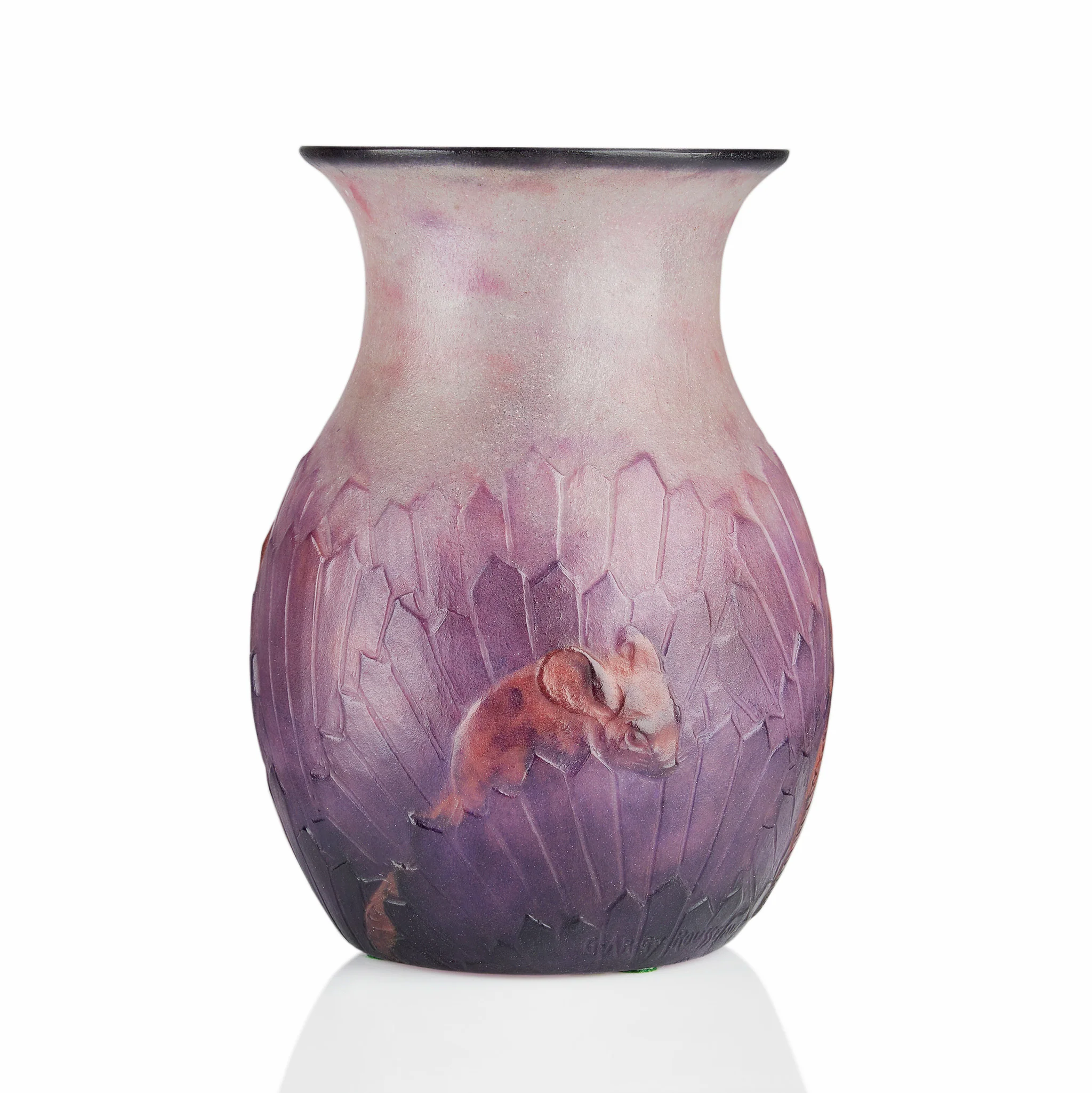 Gabriel Argy-Rousseau "Ecureuils Dans L'Herbe" Pâte de Verre Glass Vase - Image 5