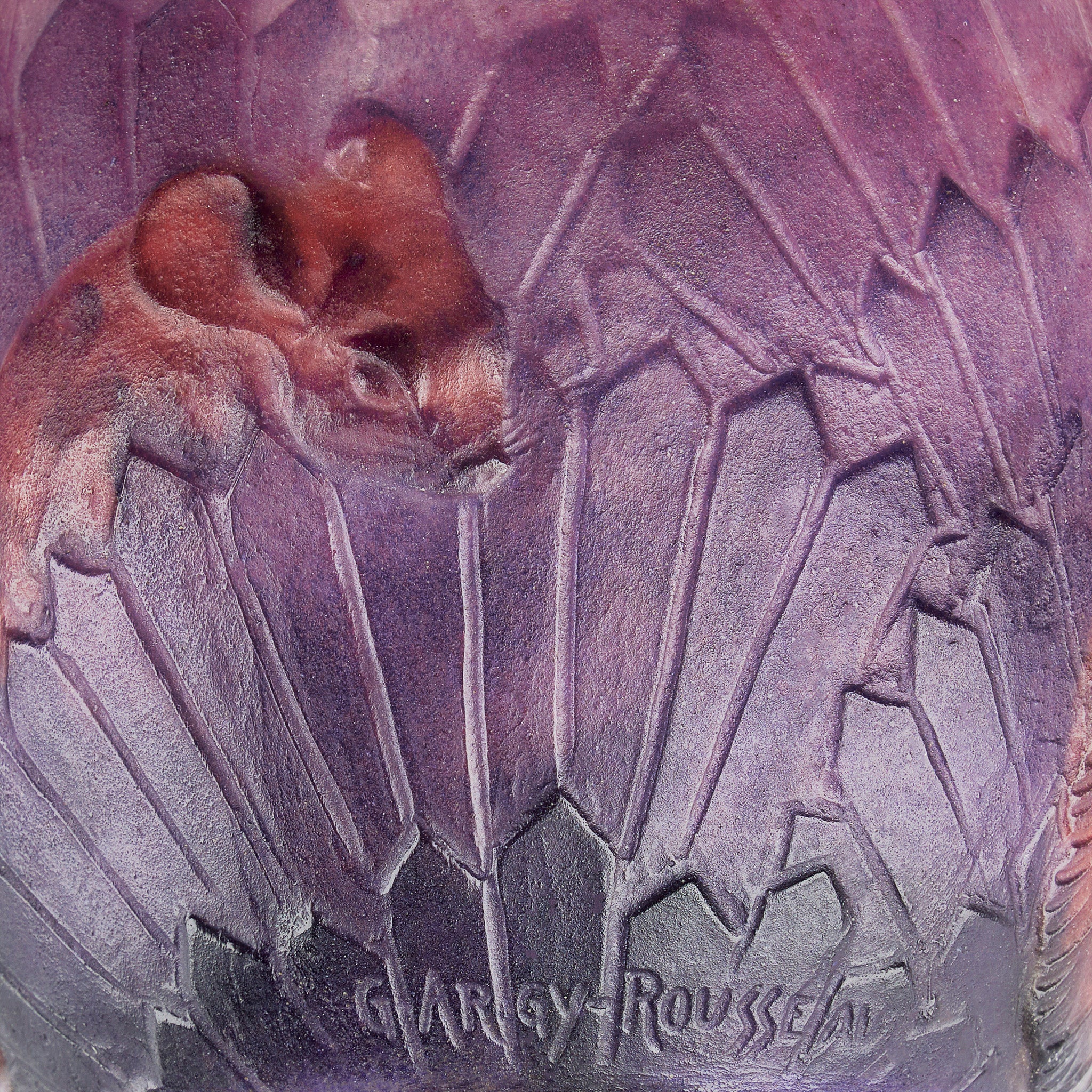 Gabriel Argy-Rousseau "Ecureuils Dans L'Herbe" Pâte de Verre Glass Vase - Image 9