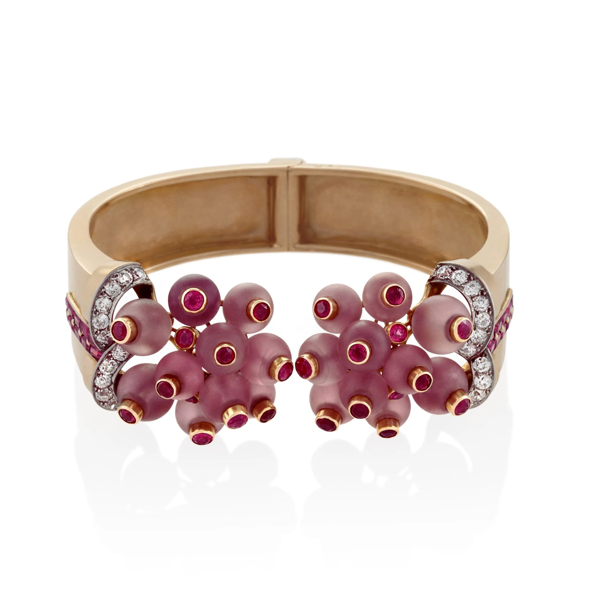 Georges Verger Rose Quartz and Ruby Cuff - Image 4