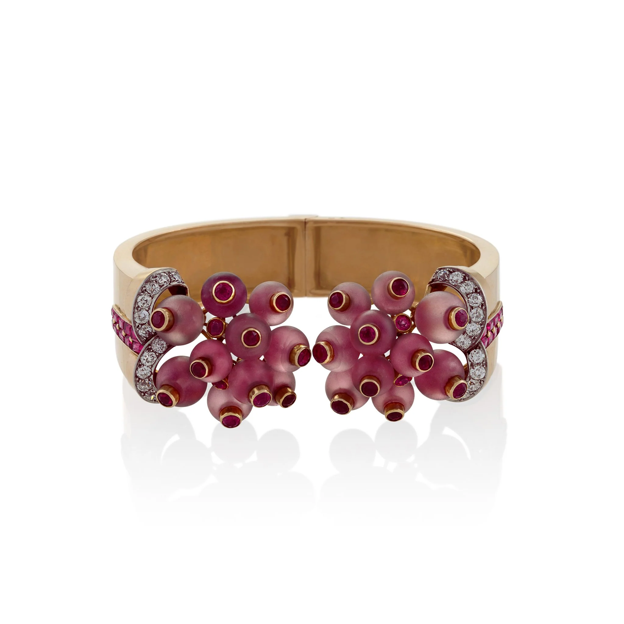 Georges Verger Rose Quartz and Ruby Cuff - Image 5