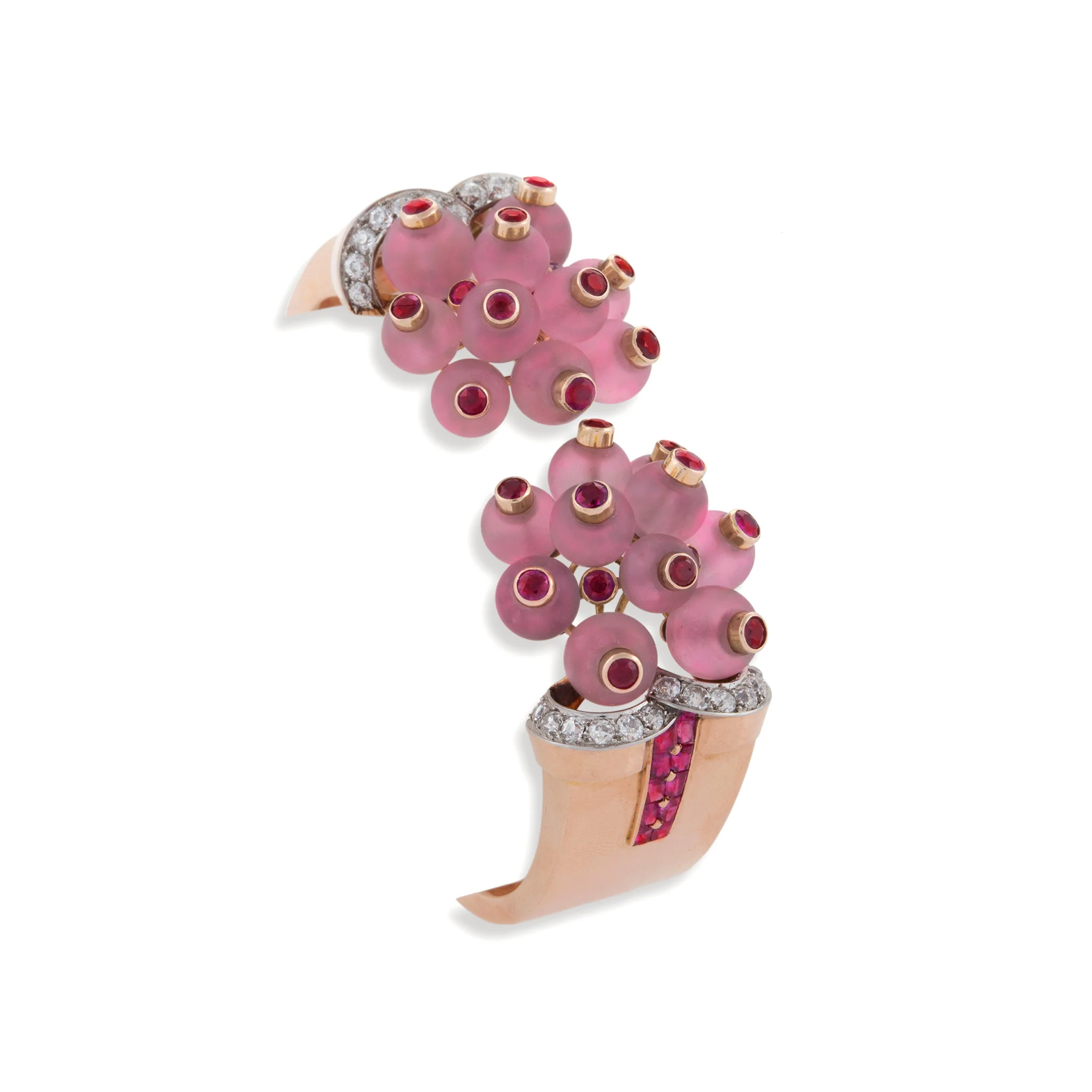 Georges Verger Rose Quartz and Ruby Cuff - Image 6