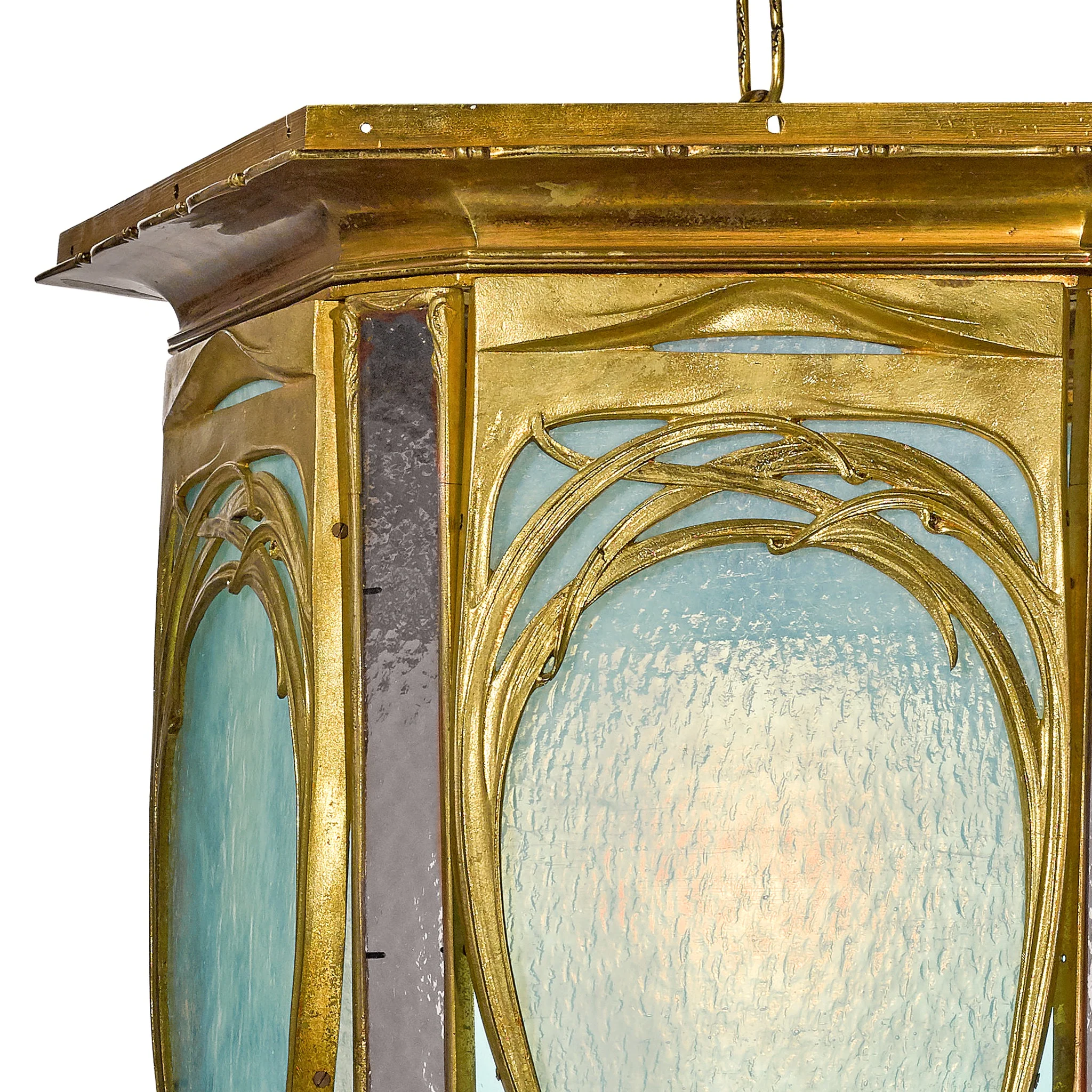 Hector Guimard Gilt Bronze and Glass Lantern Chandelier - Image 3