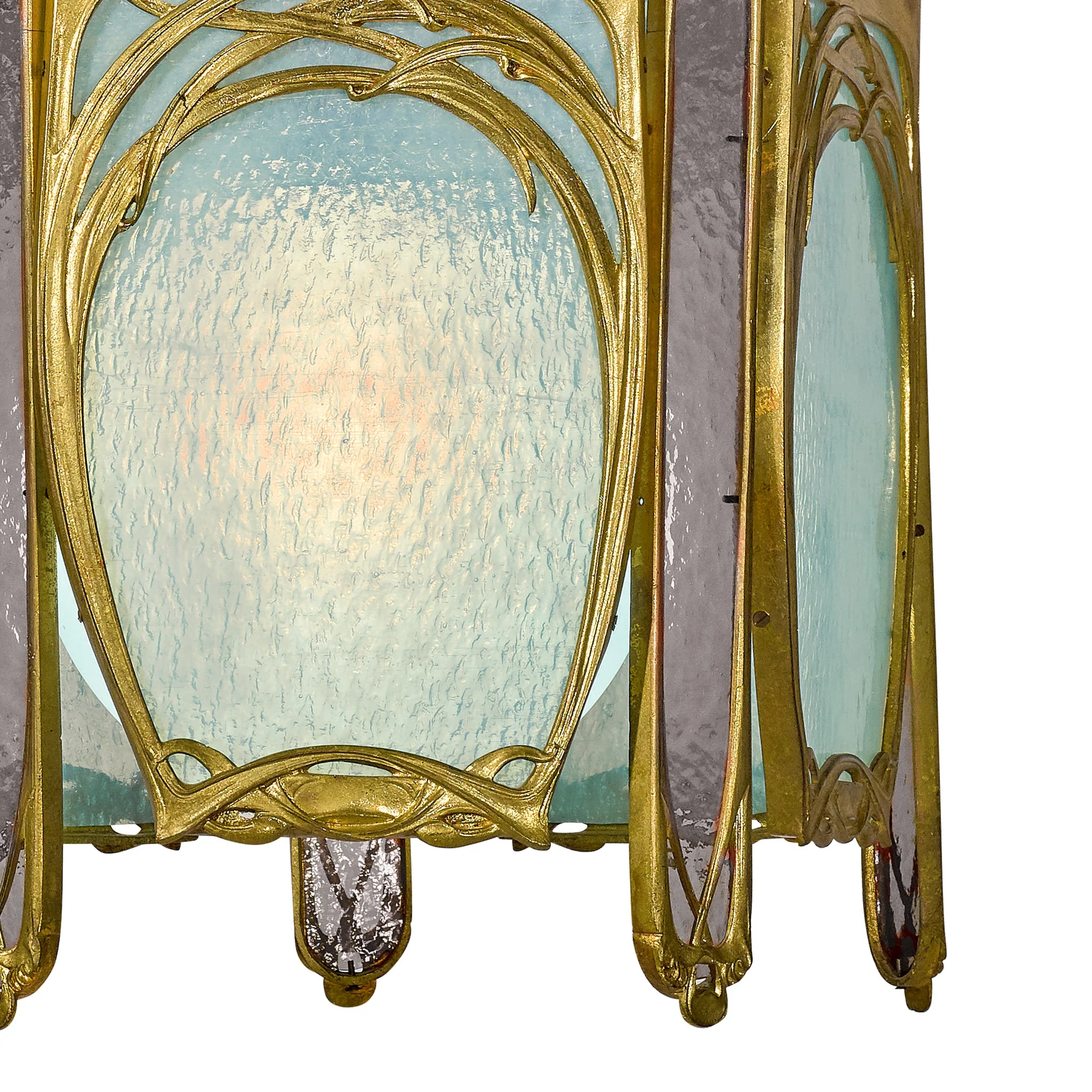 Hector Guimard Gilt Bronze and Glass Lantern Chandelier - Image 4