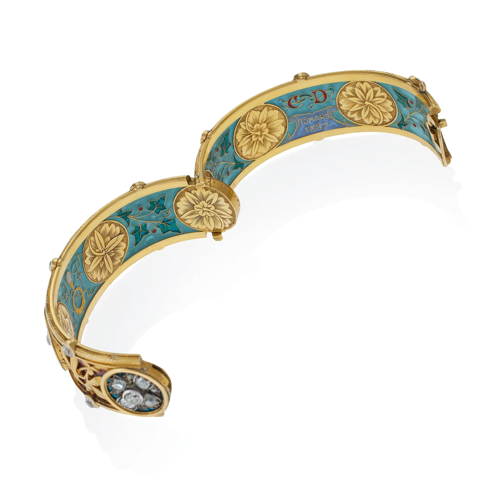 Important Bapst & Falize Paris Diamond and Enamel Bangle Bracelet - Image 4