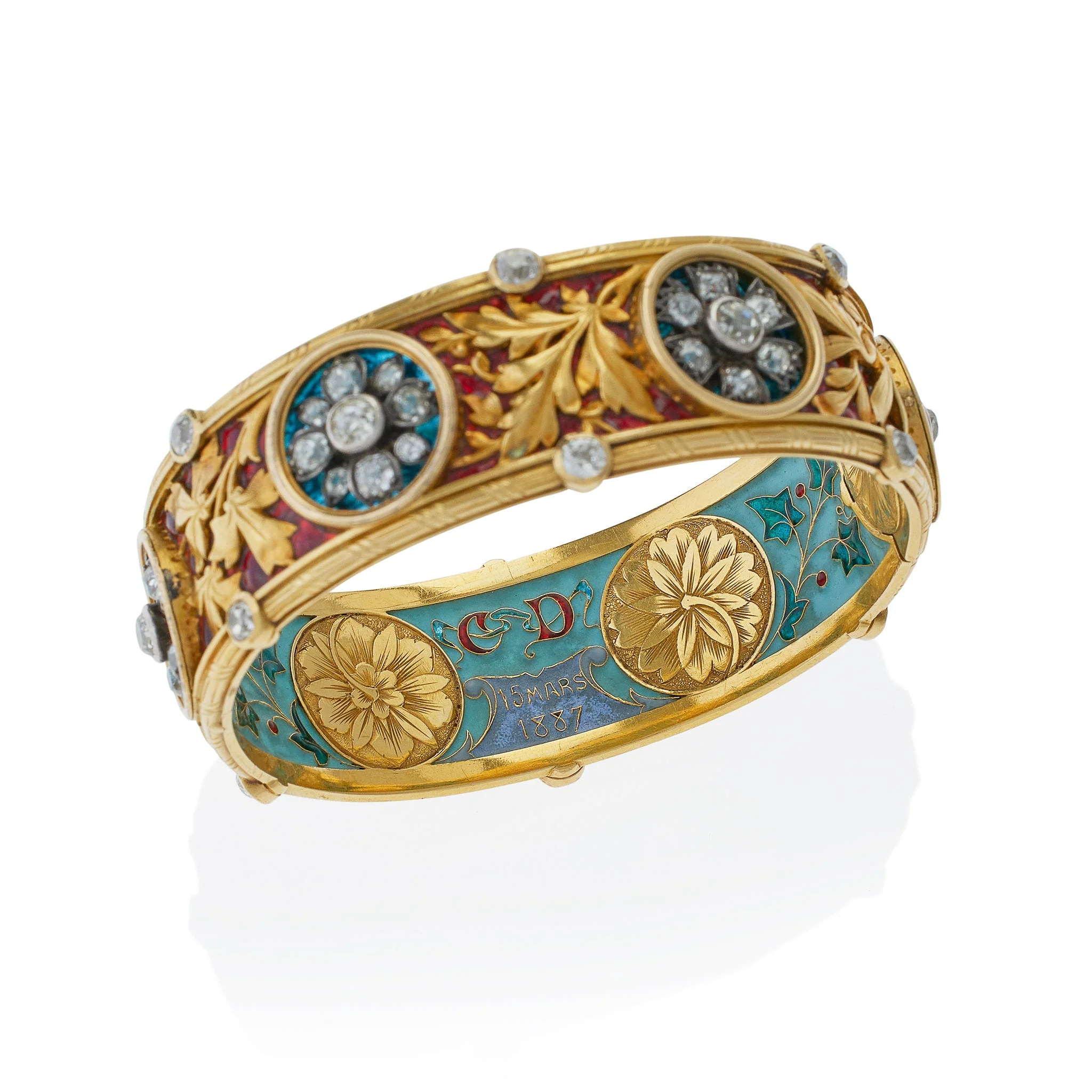 Important Bapst & Falize Paris Diamond and Enamel Bangle Bracelet - Image 5