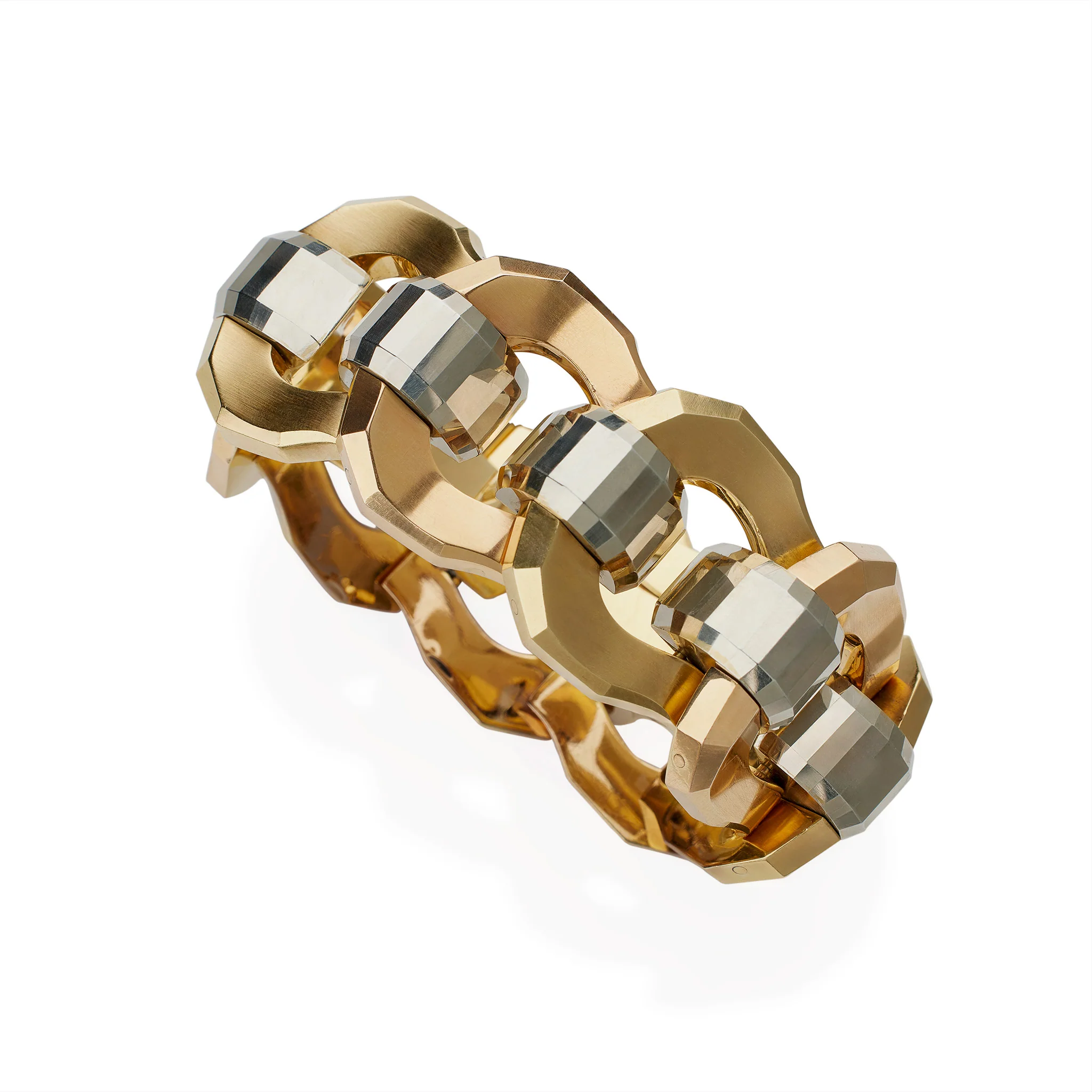 Italian Retro 18K Tri-color Gold Bracelet - Image 4