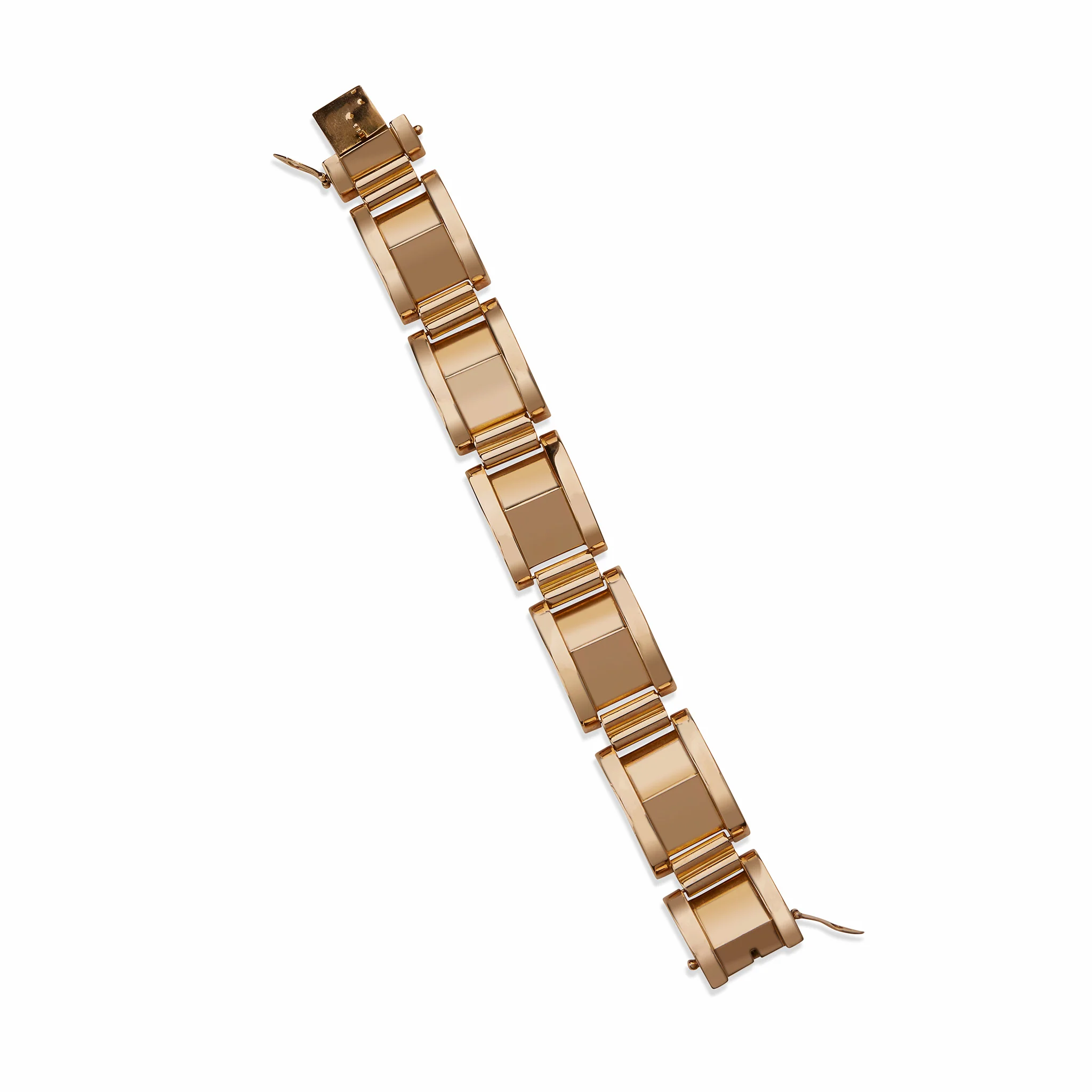 French Retro 18K Gold Tank Bracelet - Image 3