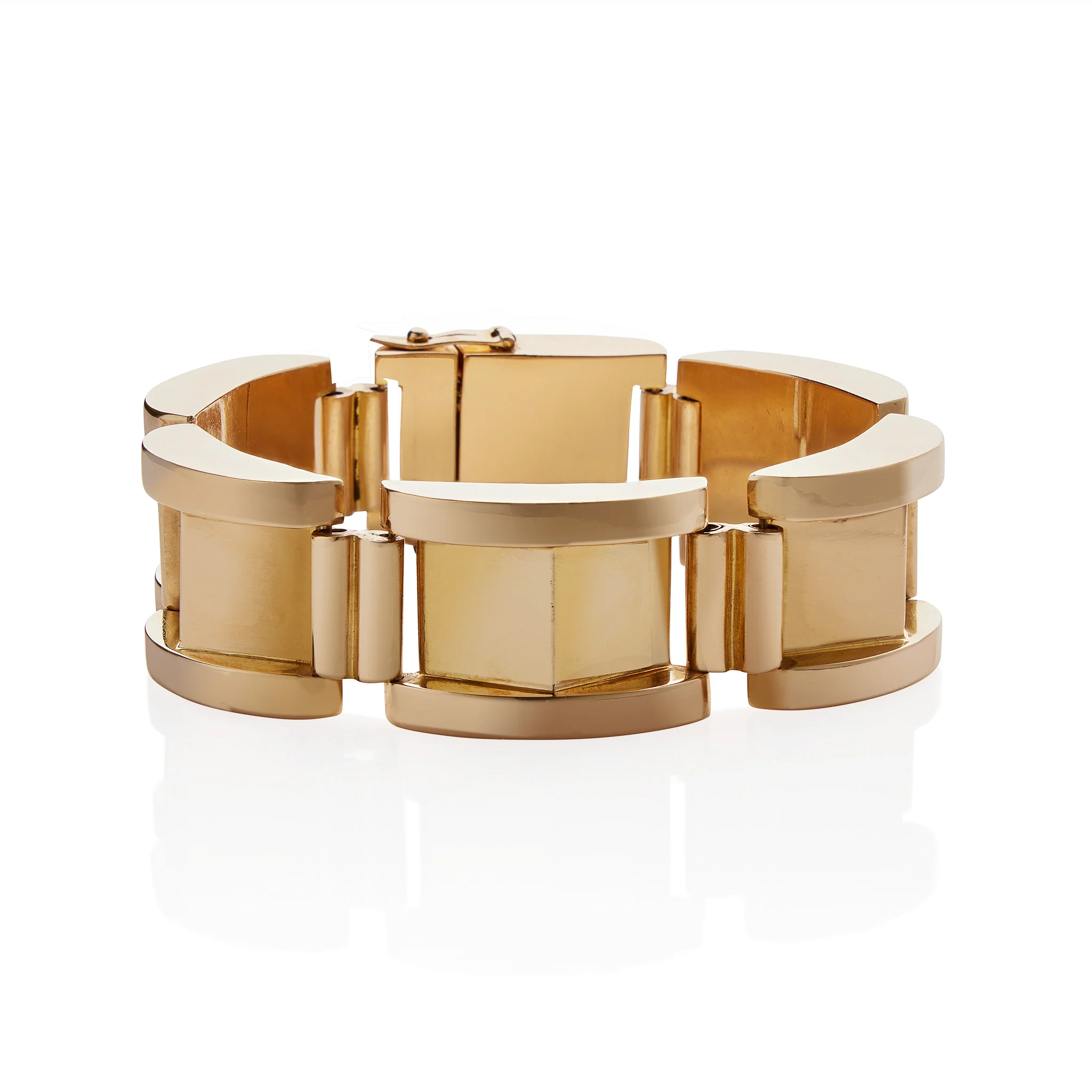 French Retro 18K Gold Tank Bracelet - Image 4