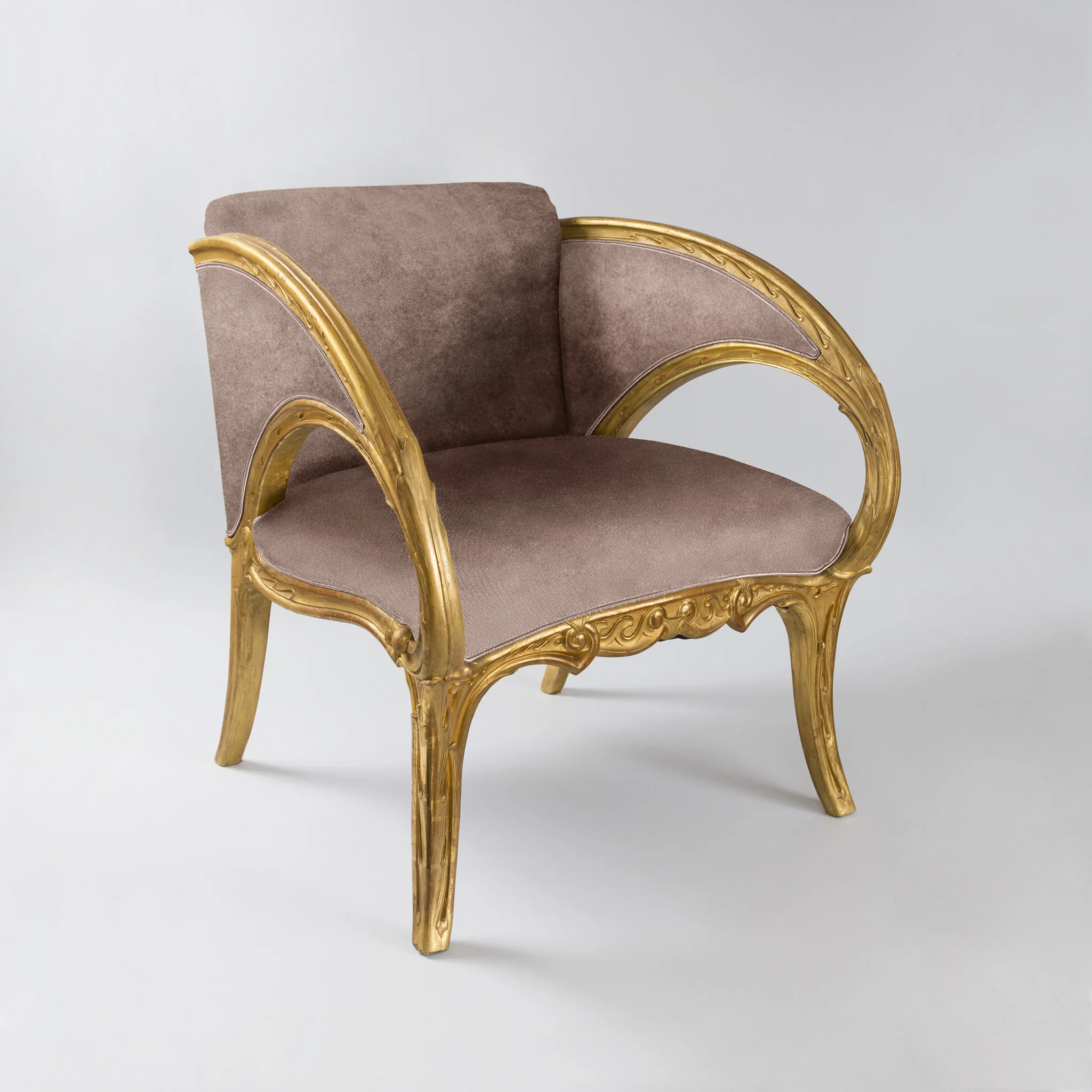 Joan Busquets Pair of Blue Floral Giltwood Armchairs - Image 10