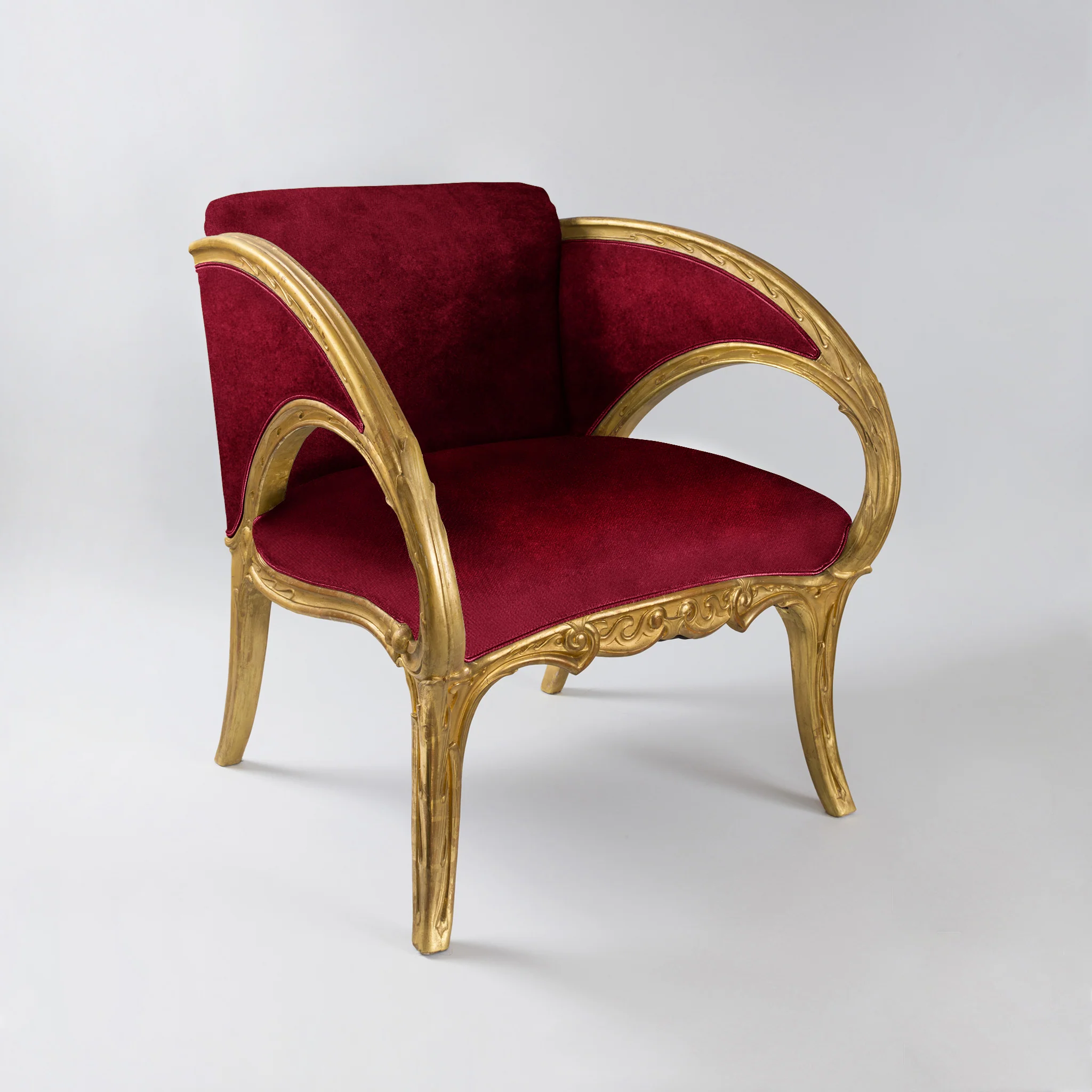 Joan Busquets Pair of Blue Floral Giltwood Armchairs - Image 4