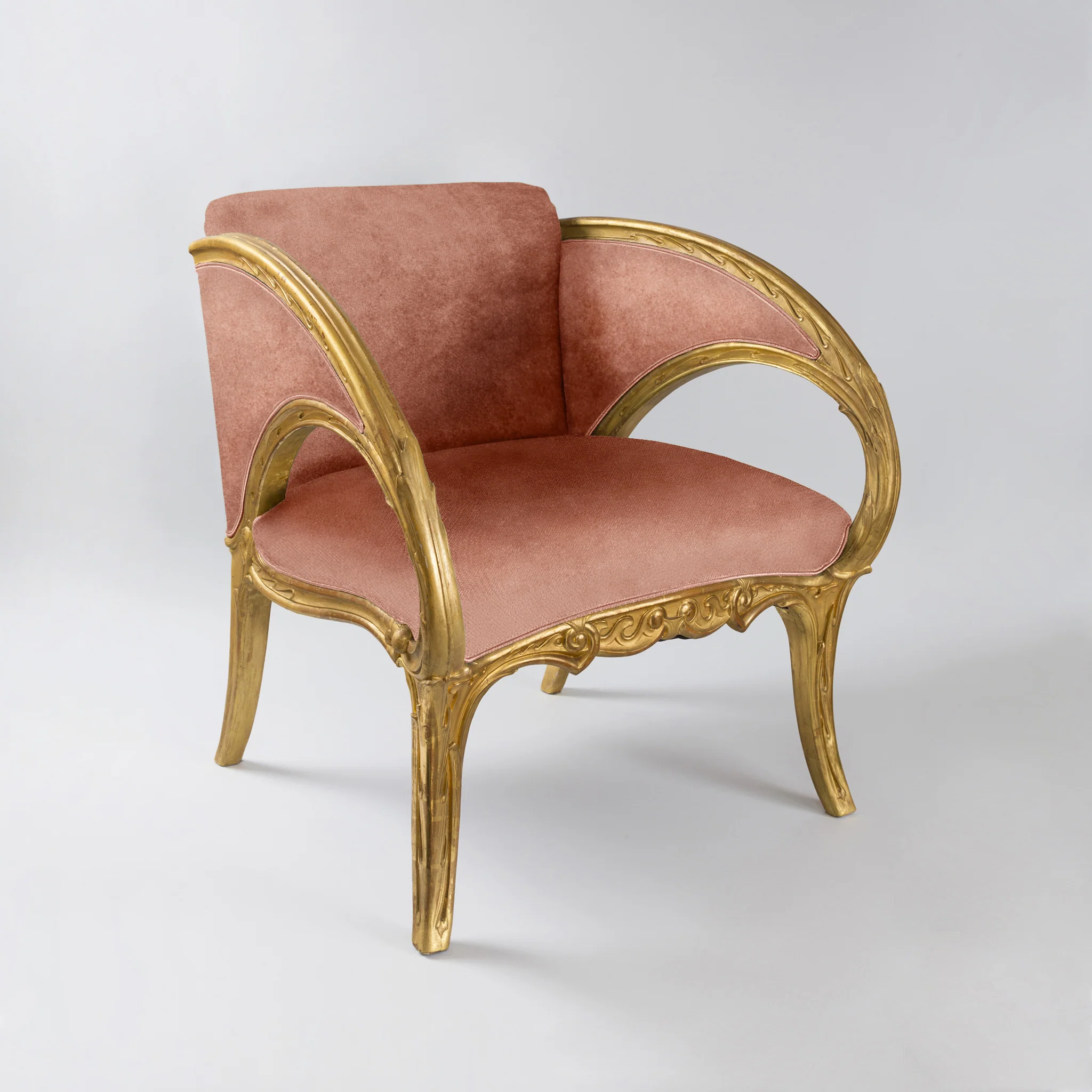 Joan Busquets Pair of Blue Floral Giltwood Armchairs - Image 5