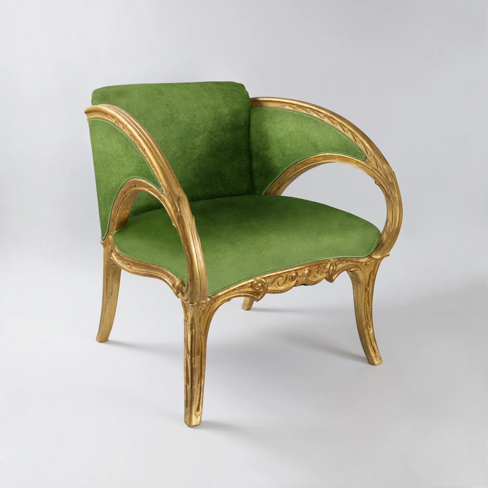 Joan Busquets Pair of Blue Floral Giltwood Armchairs - Image 6