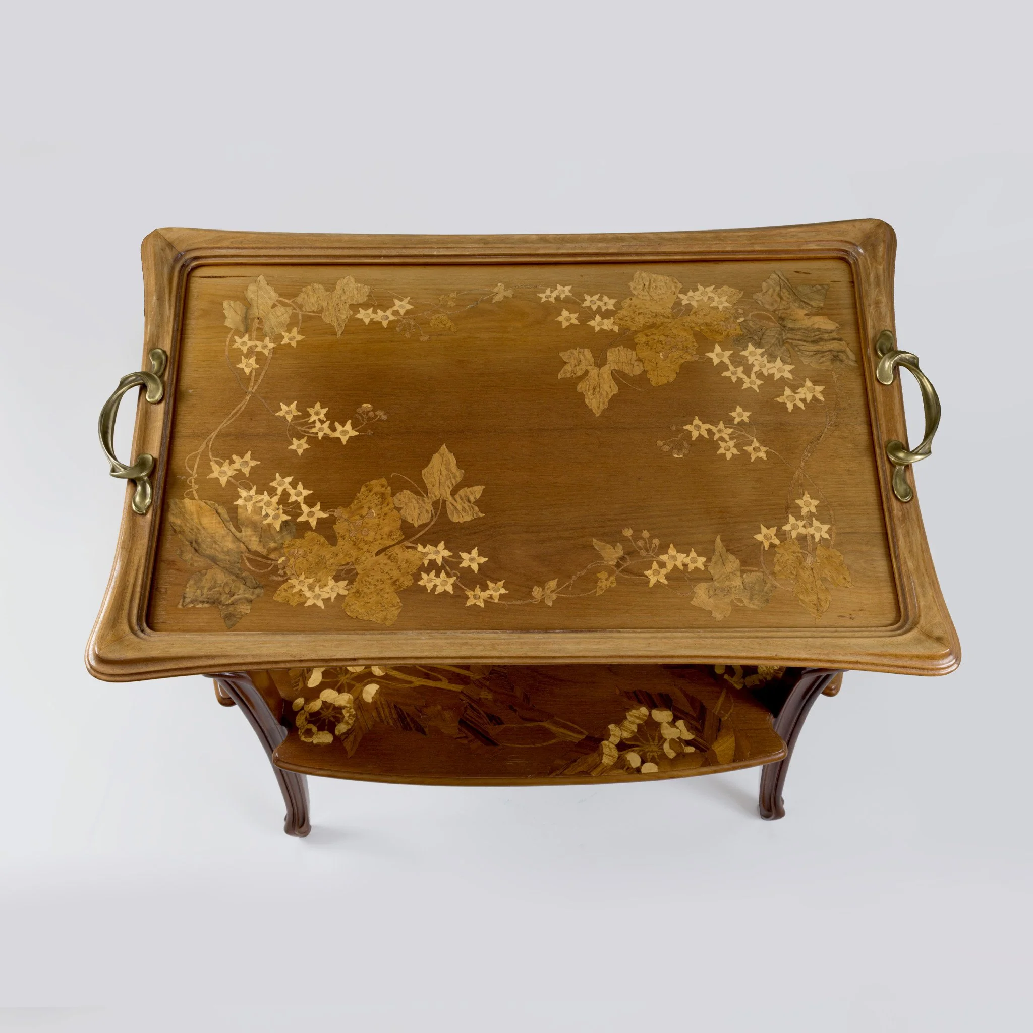 Louis Majorelle Two-Tiered Fruitwood Marquetry Table - Image 4