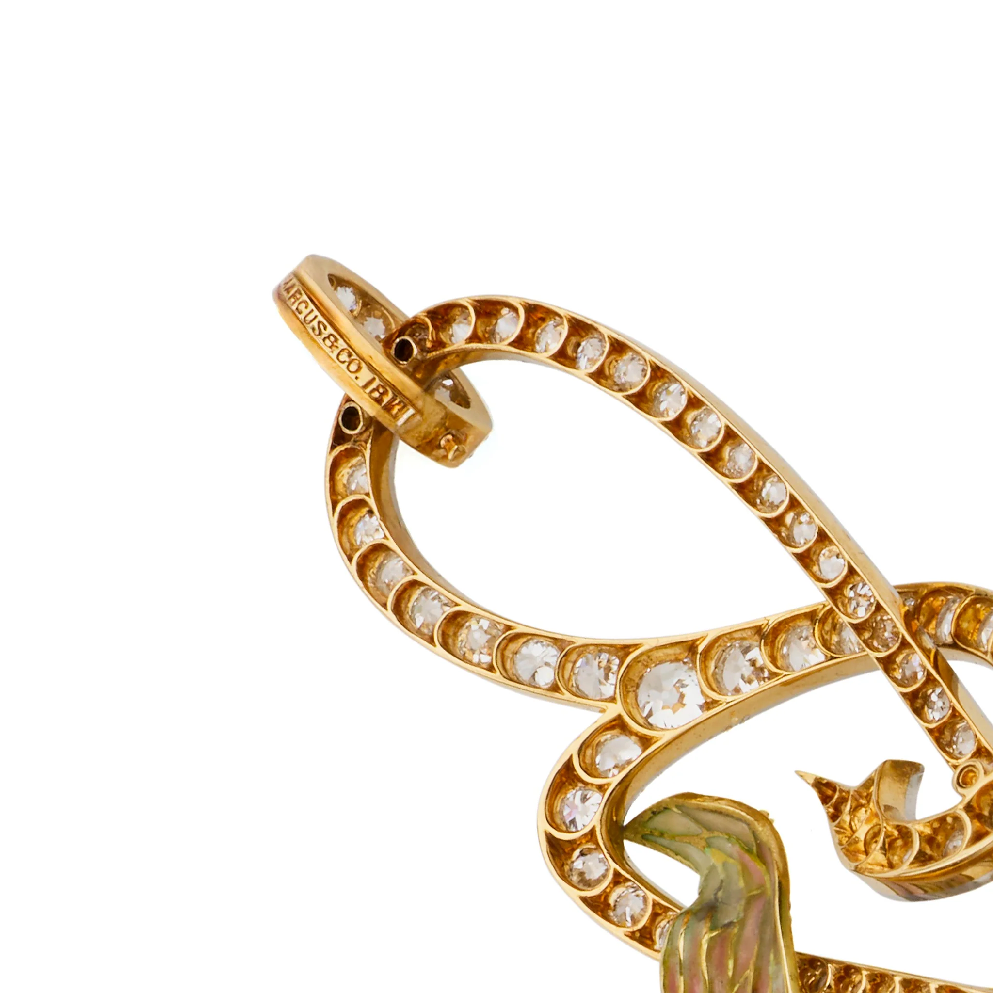 Marcus & Co. Art Nouveau Enamel Orchid Pendant - Image 5