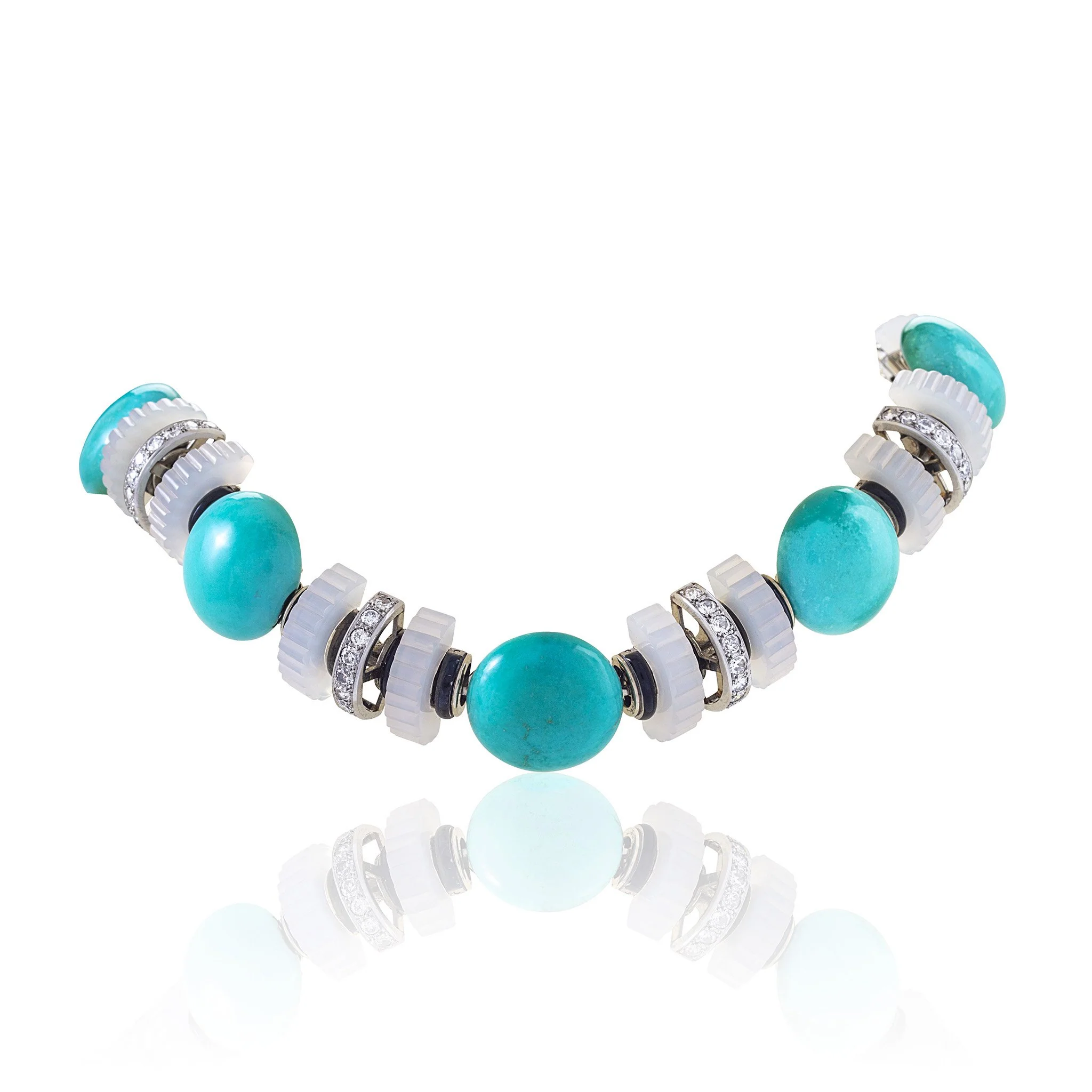Mauboussin Turquoise, Chalcedony and Diamond Necklace - Image 3