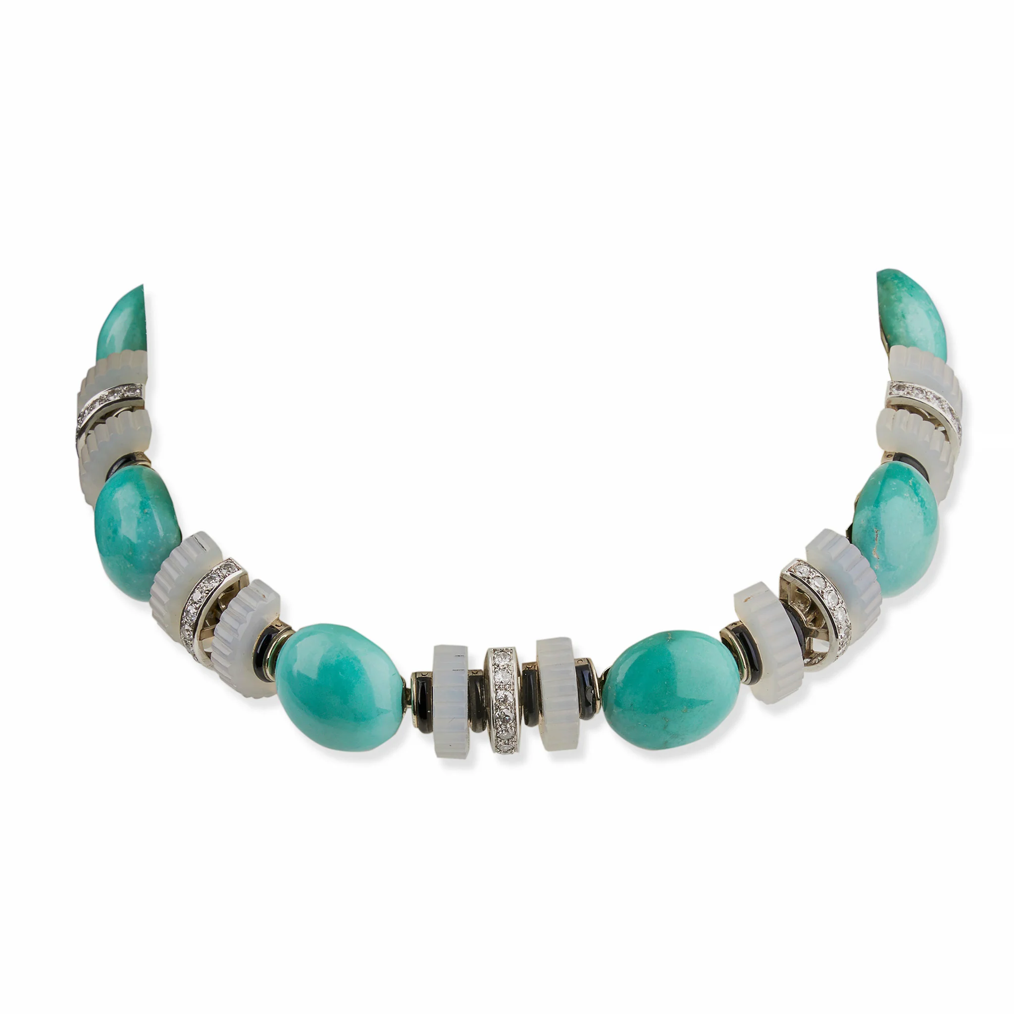 Mauboussin Turquoise, Chalcedony and Diamond Necklace - Image 8