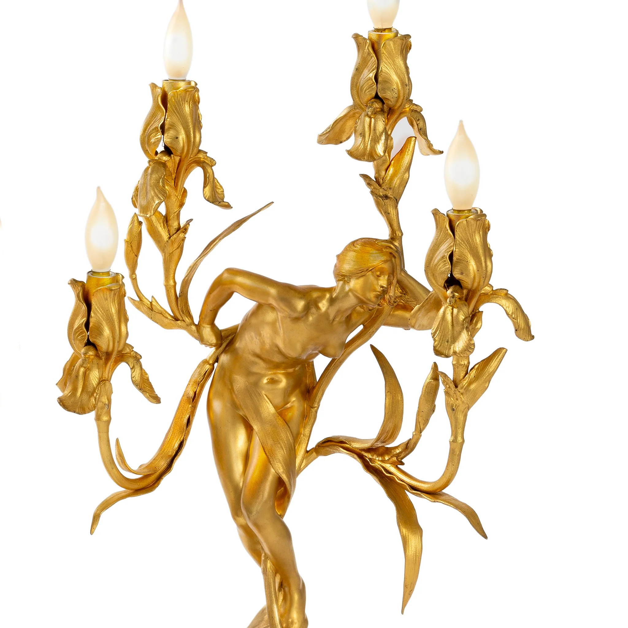Maurice Bouval Pair of Gilt Bronze "Obsession et Reve" Candelabra - Image 3