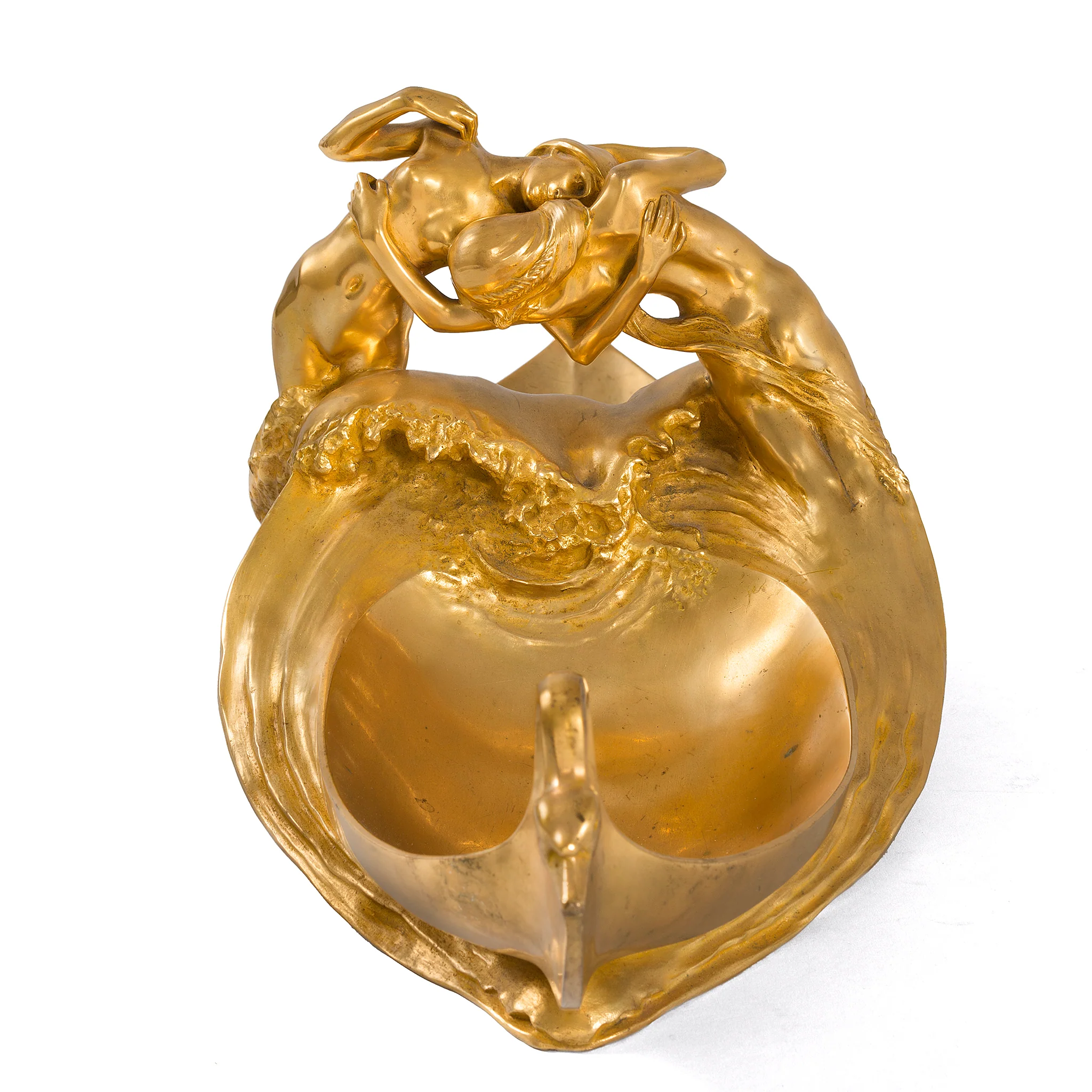 Max Blondat Gilt Bronze "An Embrace" Figural Vide-Poche Dish - Image 3