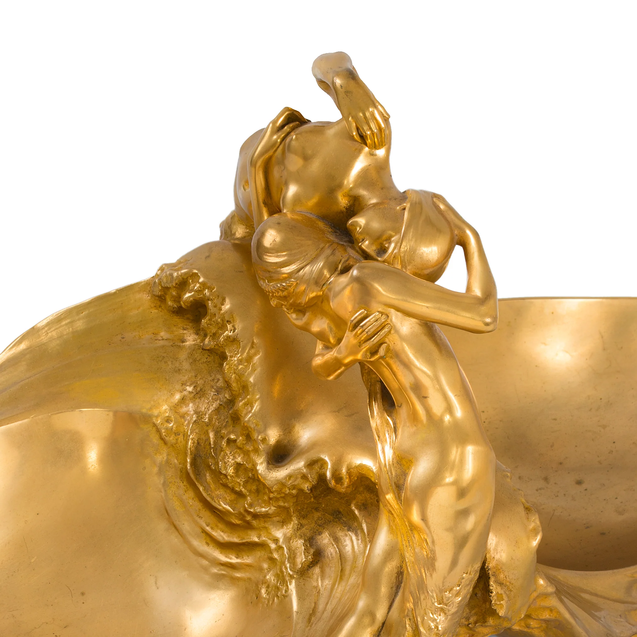 Max Blondat Gilt Bronze "An Embrace" Figural Vide-Poche Dish - Image 4